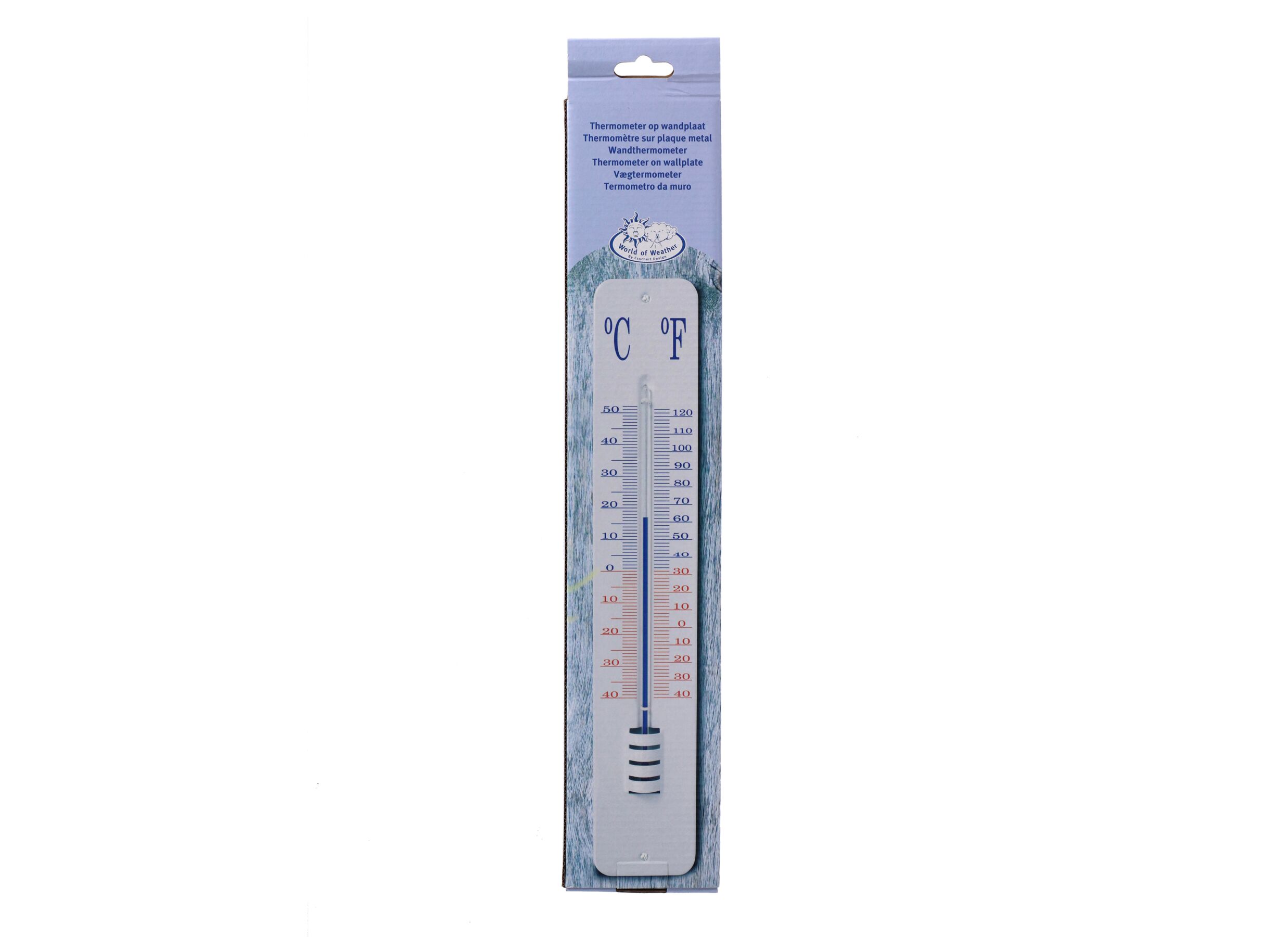 Buitenthermometer H45cm - staal - wit