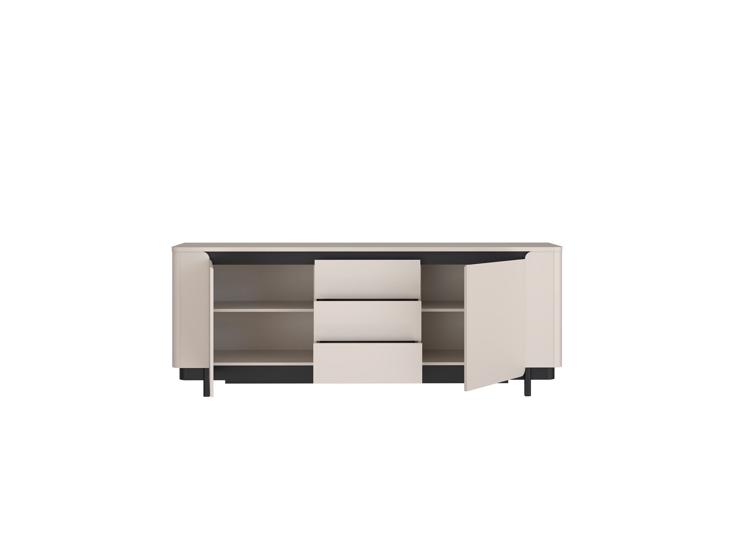 Buffet Vodol 205cm - panneau décor - sable/noir