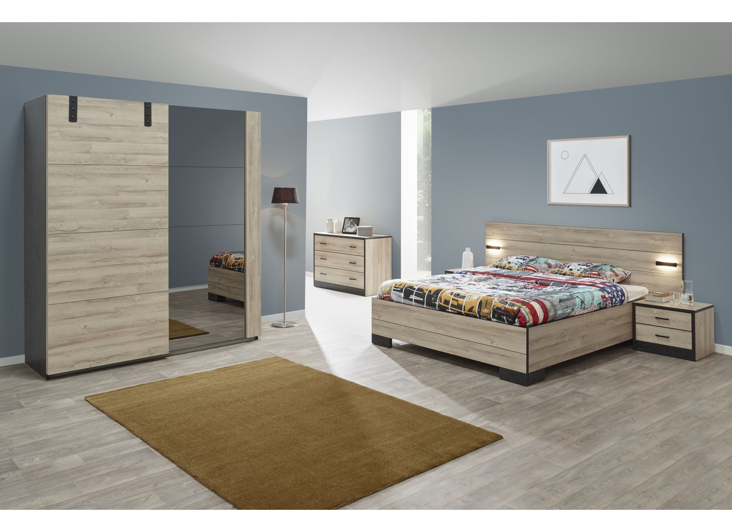 Chambre à coucher met bed 160x200cm - kleerkast 188cm - Chambre à coucher avec lit 160x200cm - garde-robe 188cm