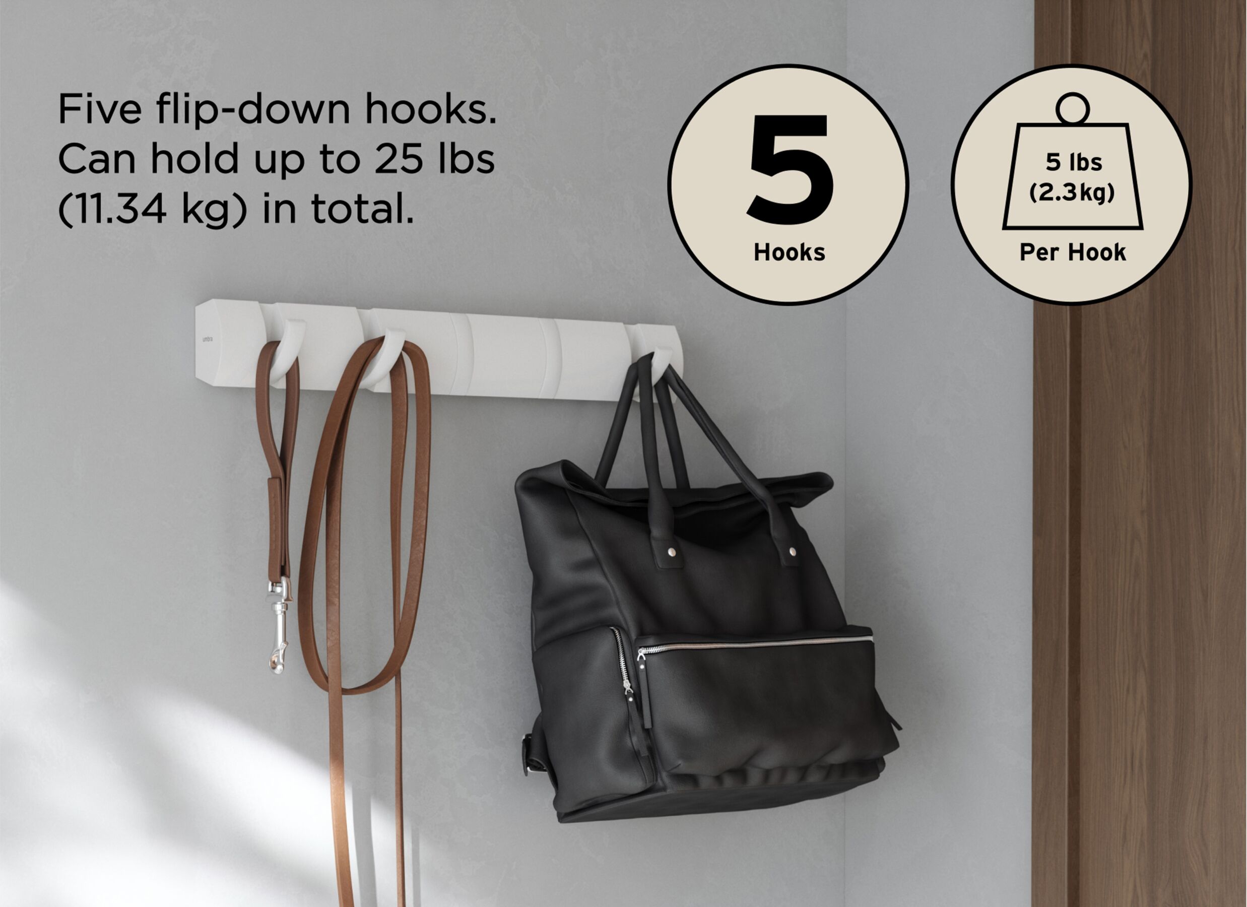 Opstelling - Kapstok Flip 51x3,8x7cm - hout & metaal - wit