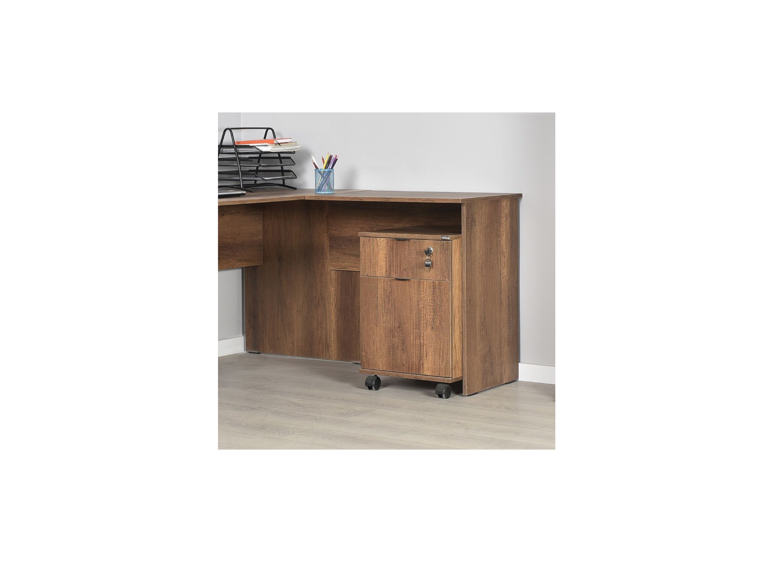 Ladeblok Meradi met slot 41x41x61cm - melamine - oslo walnut