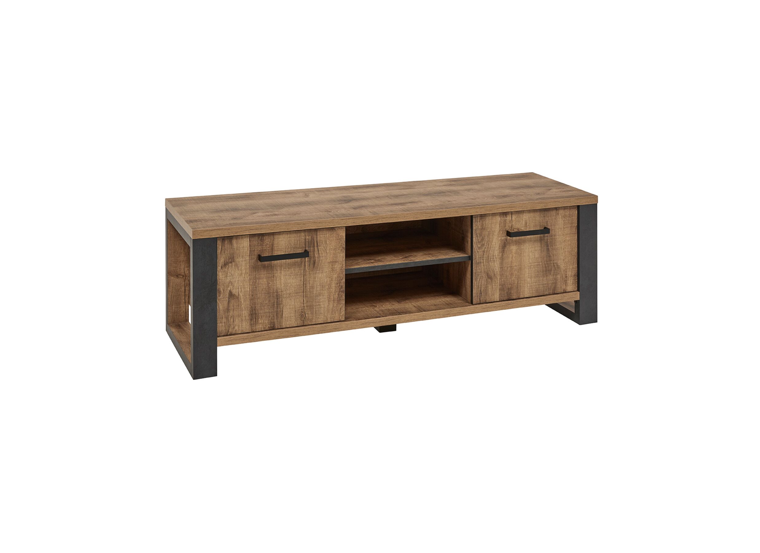 Tv-meubel 157cm - meubelplaat - bruin & zwart