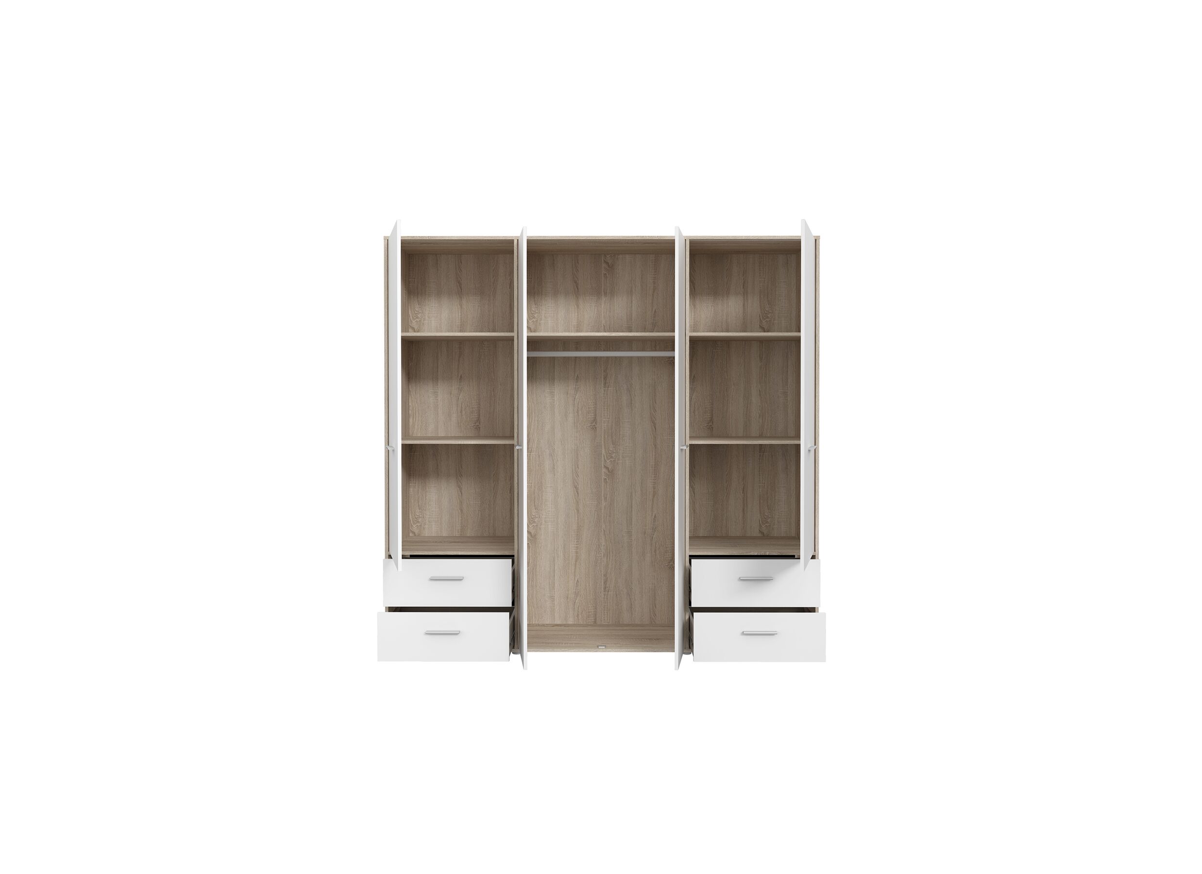 Kleerkast Mokkaro 206cm - decor- wit/sonoma eik