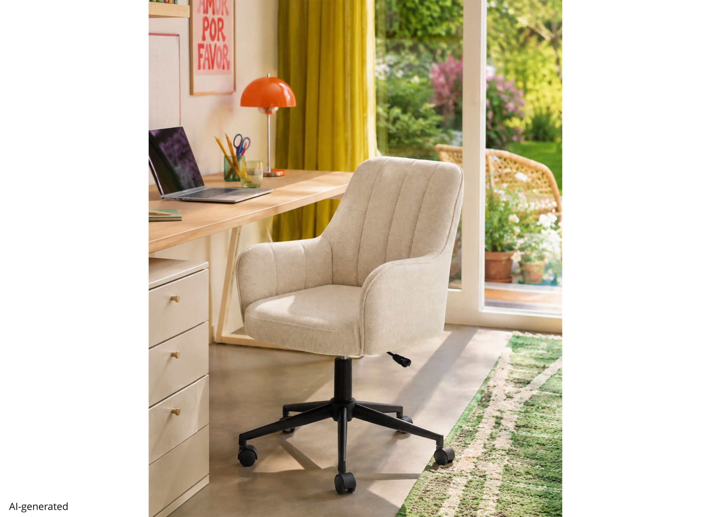 AI Generated - Chaise de bureau Bonzo 57x60x95cm - tissu - blanc