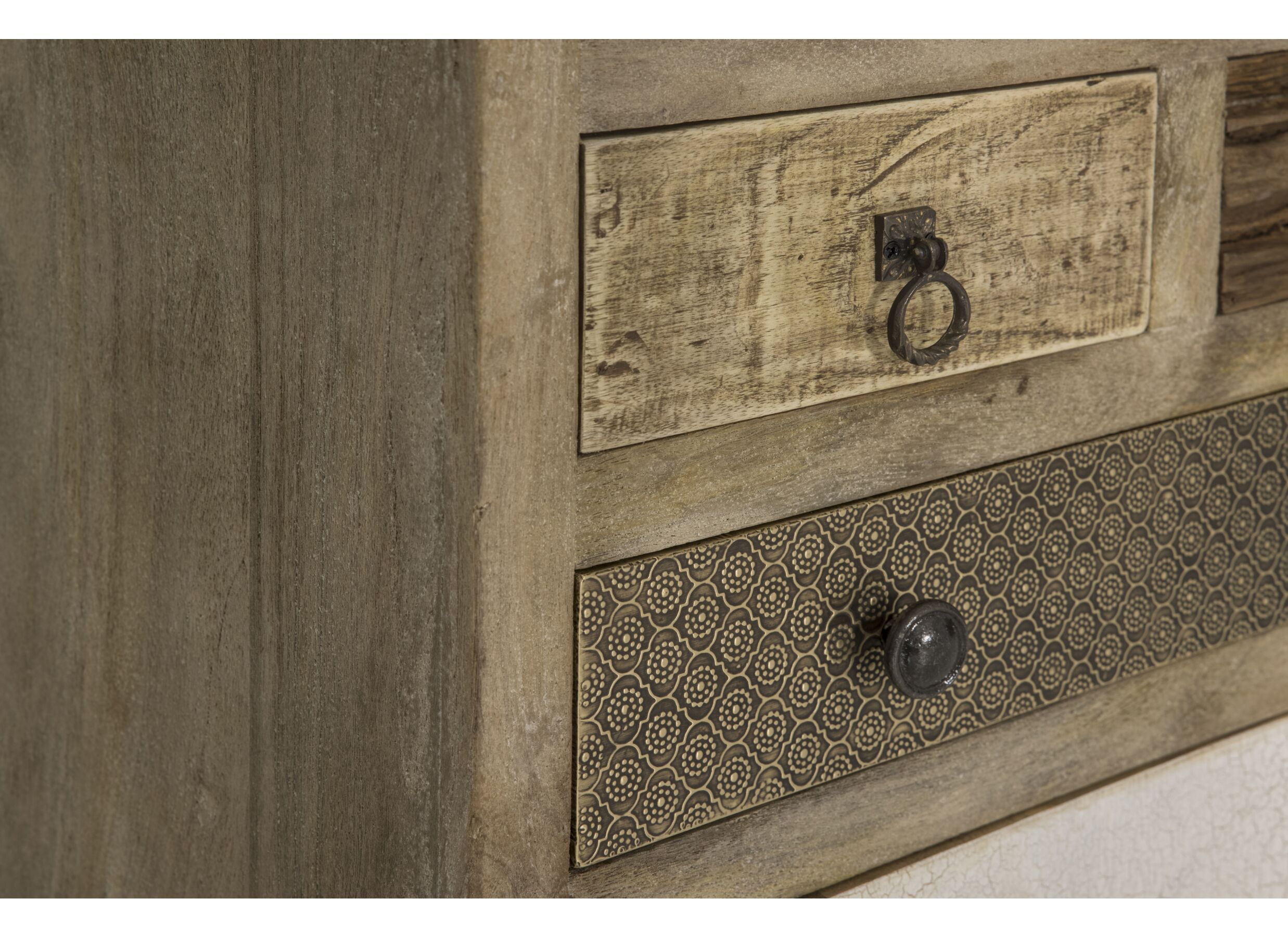 Armoire Harem 90x40x112cm - mangue massif - marron & multicolor