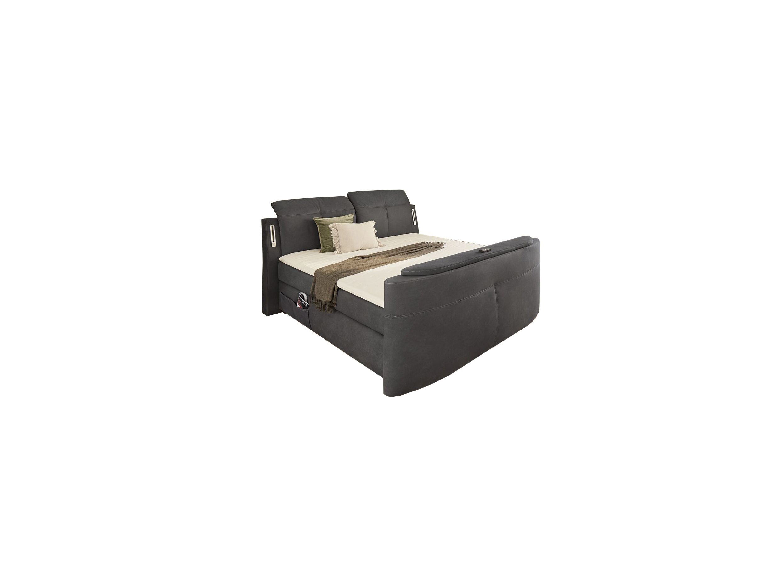 Boxspring Moviestar Normal 180x200cm - stof - donkergrijs met tv-lift