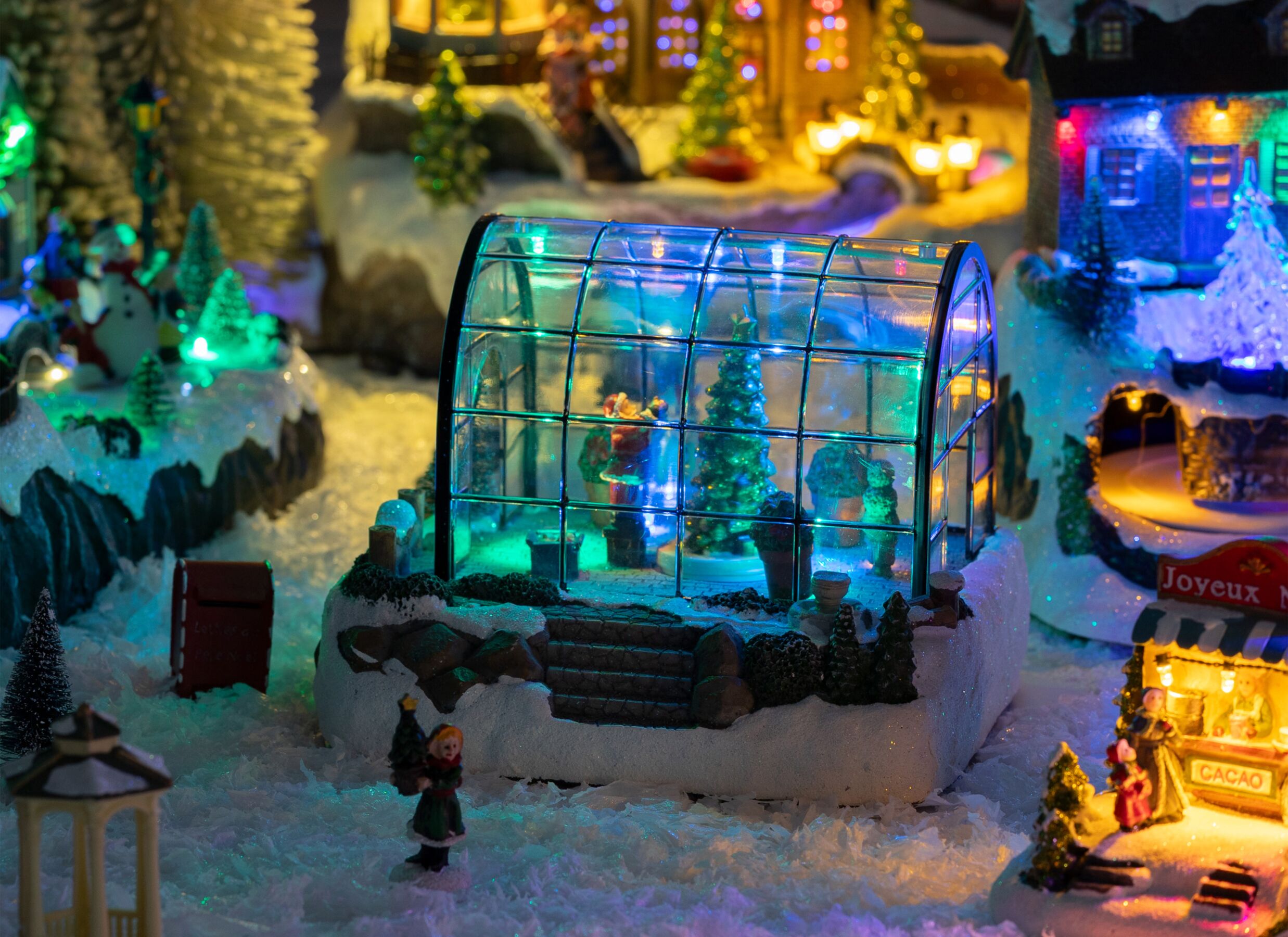 Sfeerfoto - Kerstdecoratie Kerstman Serre LED 21,4x17,8x16,4cm - polystone - multicolor