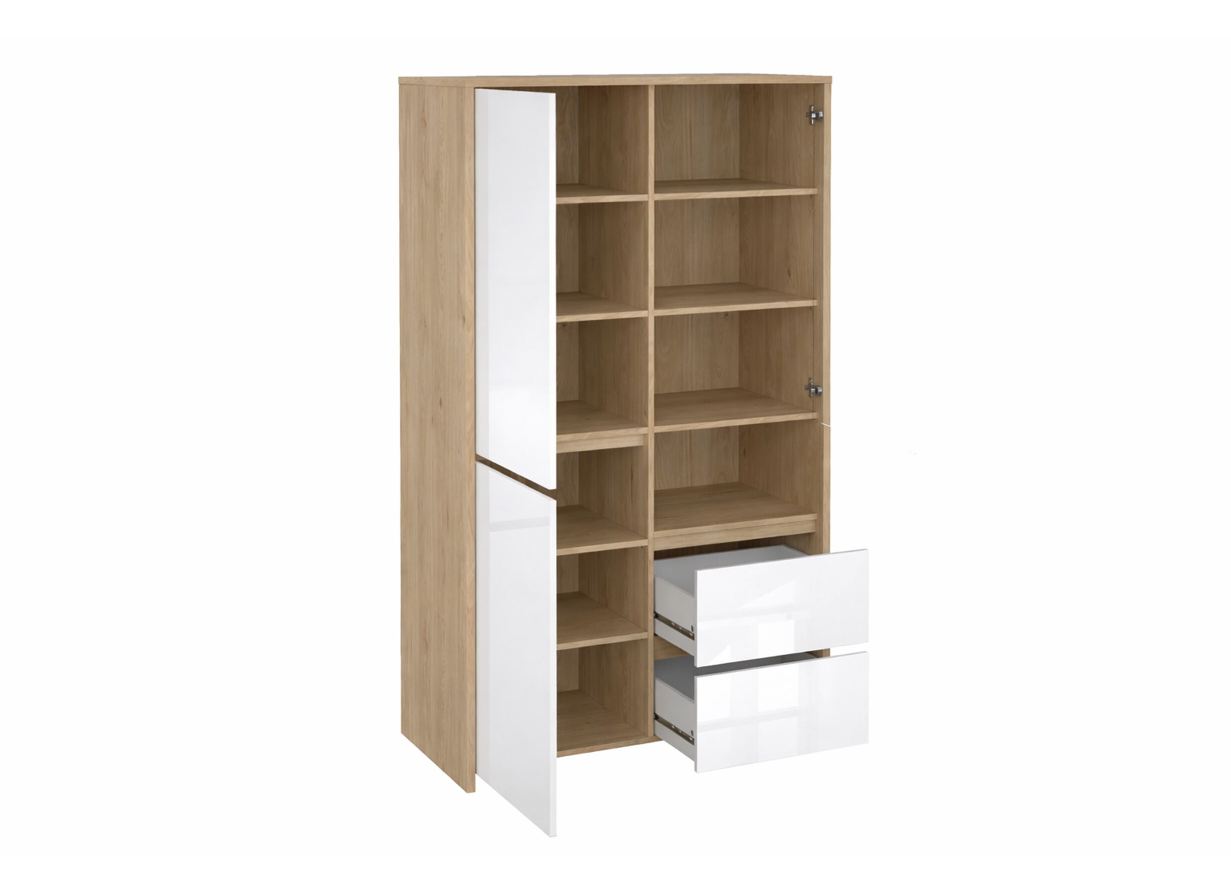 Indeling - Barkast Next 100cm - melamine - glanzend wit & jackson hickory