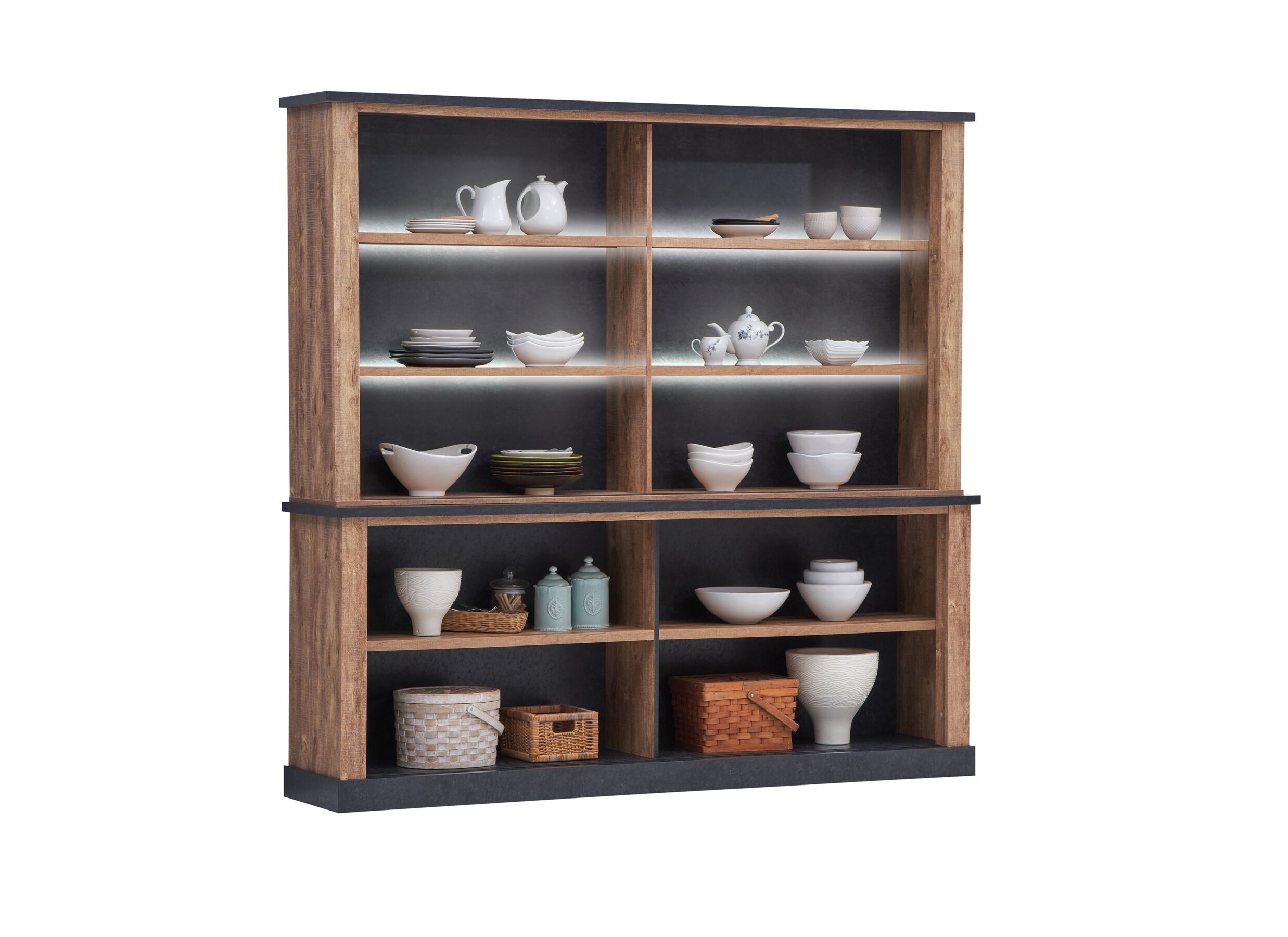 Dressoir Etienne 221cm - decor - industriële eik & zwart