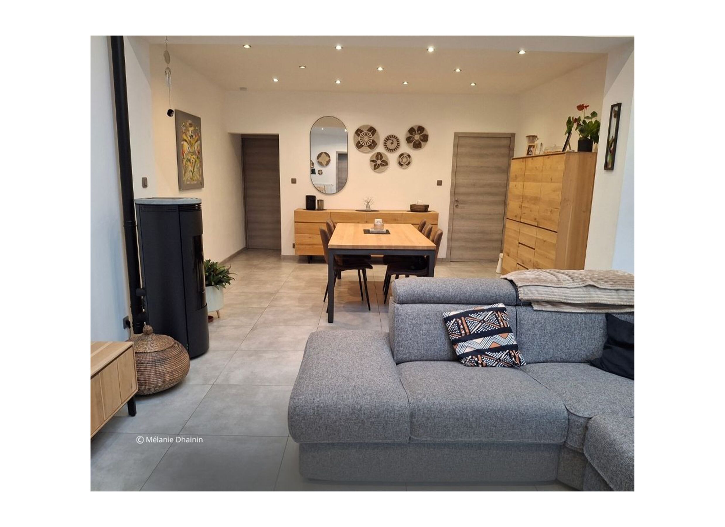 Foto ambiance - Meuble mural Caviar 165cm - chêne massif & décor - naturel
