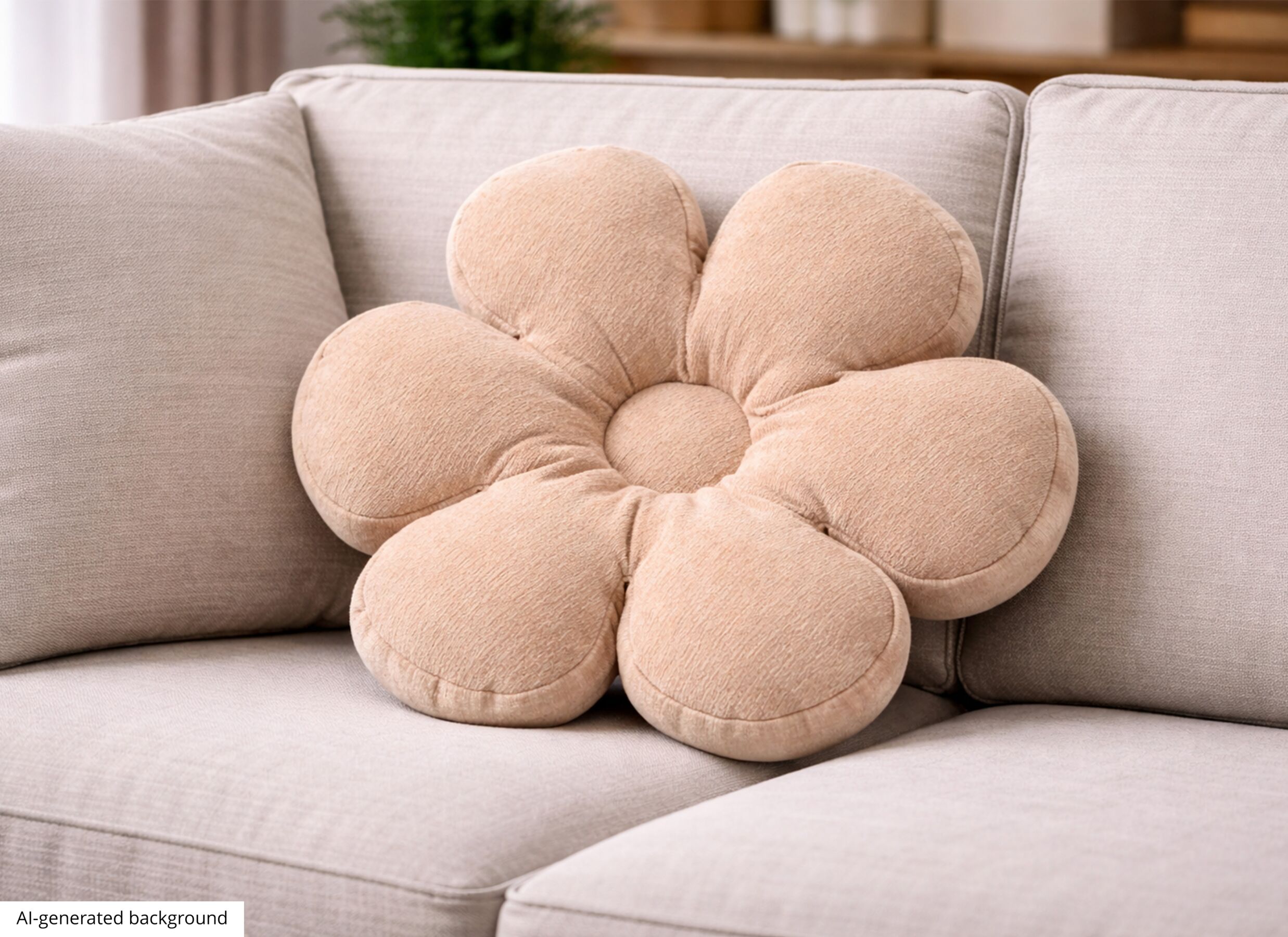 AI Generated - Kussen Bloom 43x43x8cm - polyester - parchment