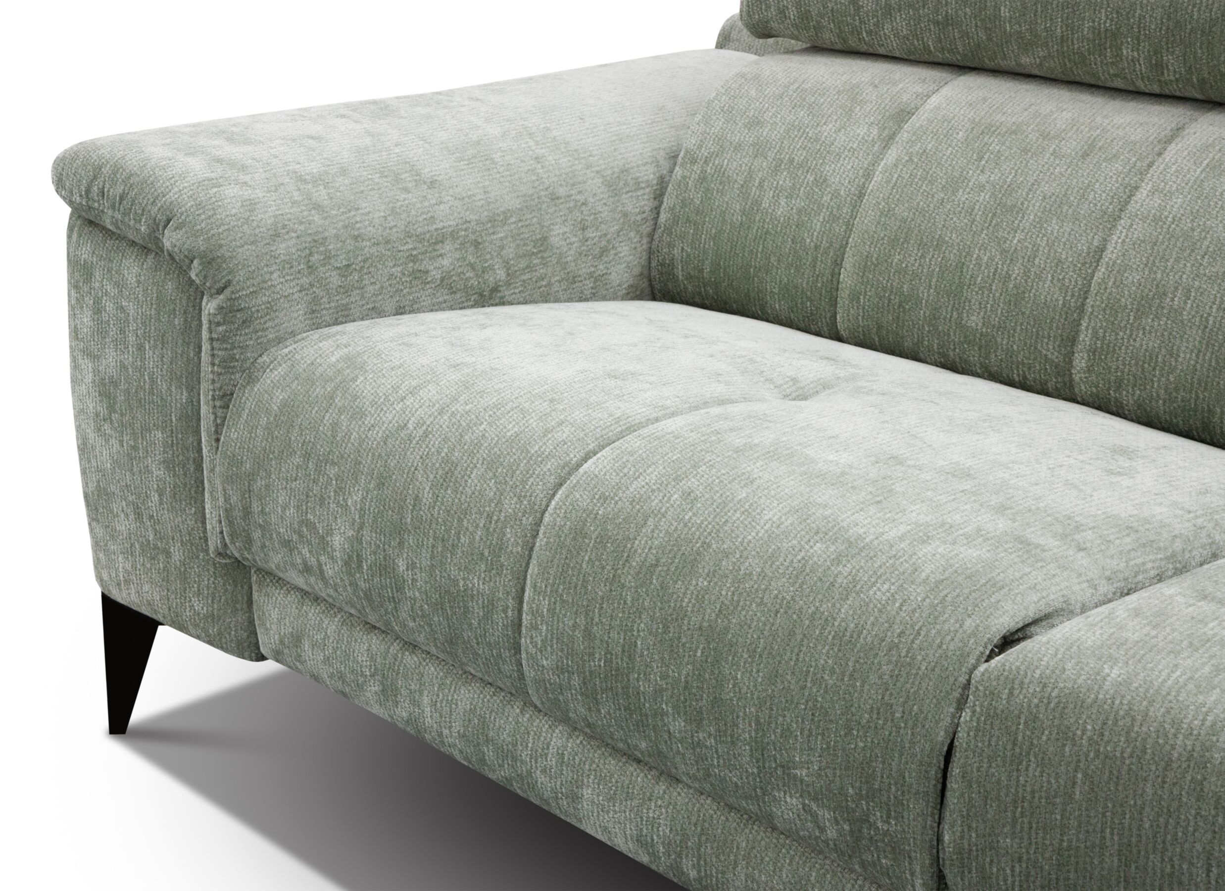 Detail - Canapé d'angle Amira 291cmx228cm - tissu - vert clair avec relax