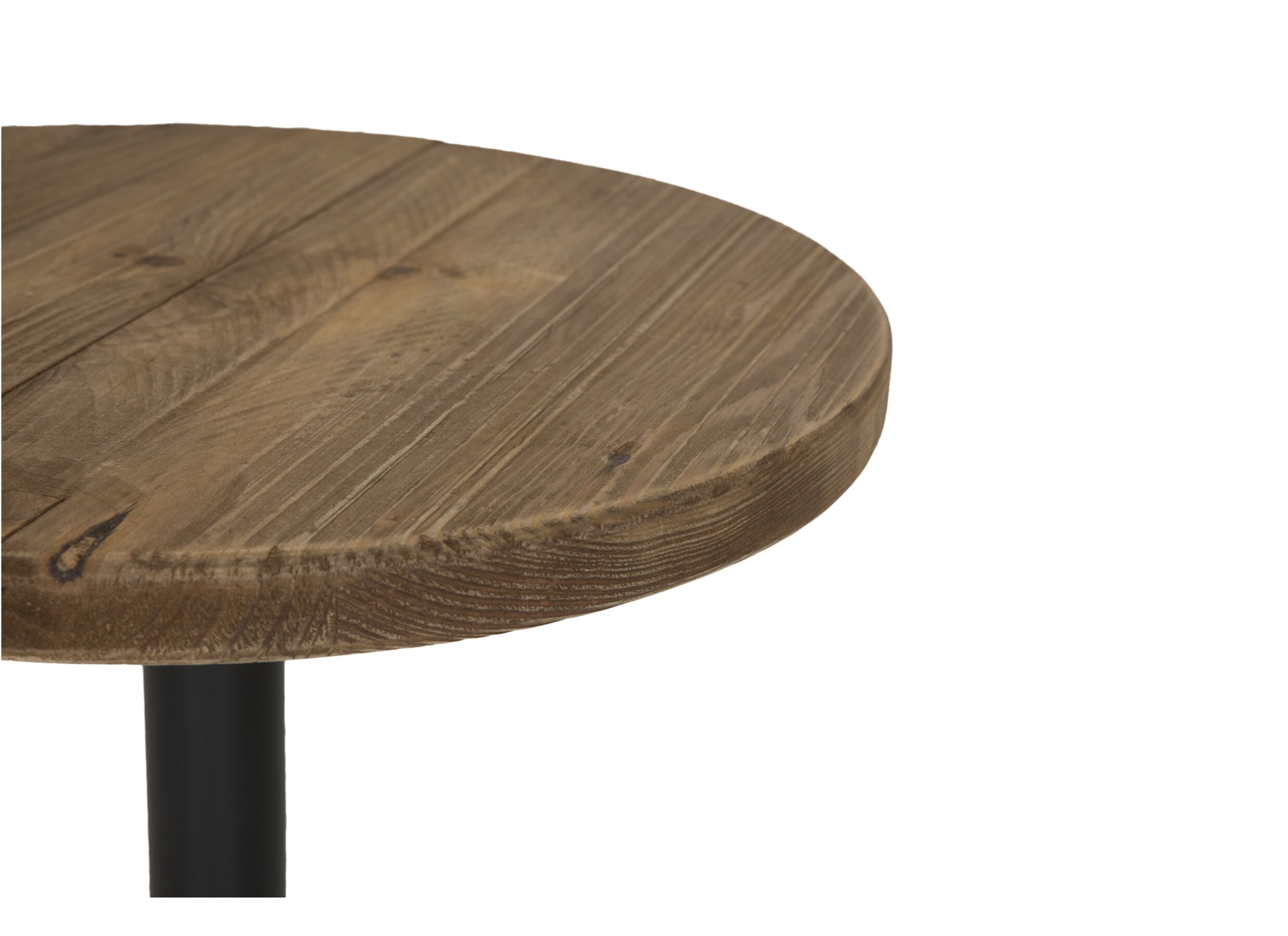 Detailfoto - Bijzettafel Navarino Ø45cm - gerecycleerd den massief & ijzer - naturel/zwart