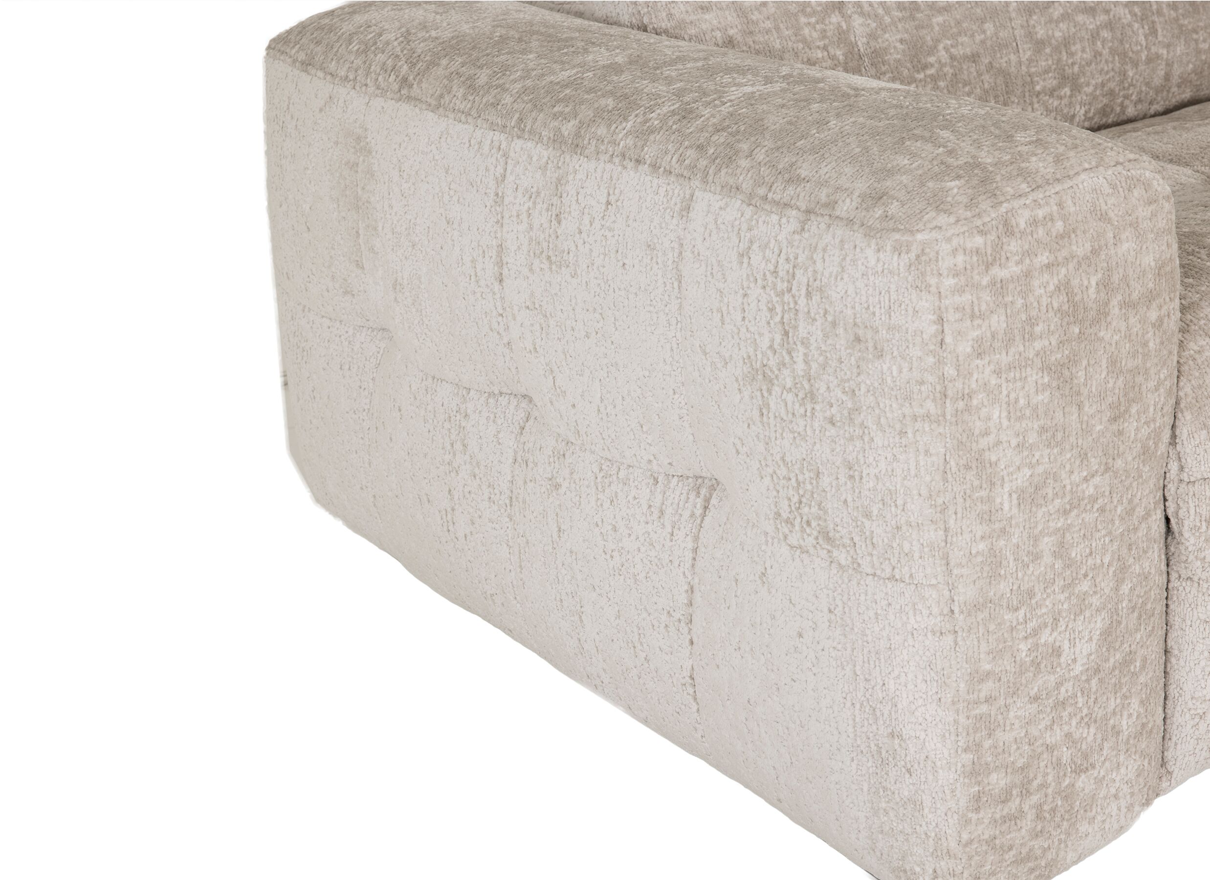 Detail - Canapé d'angle Crow 334x301cm - tissu - turtledove avec 3 fauteuils relax & rangement