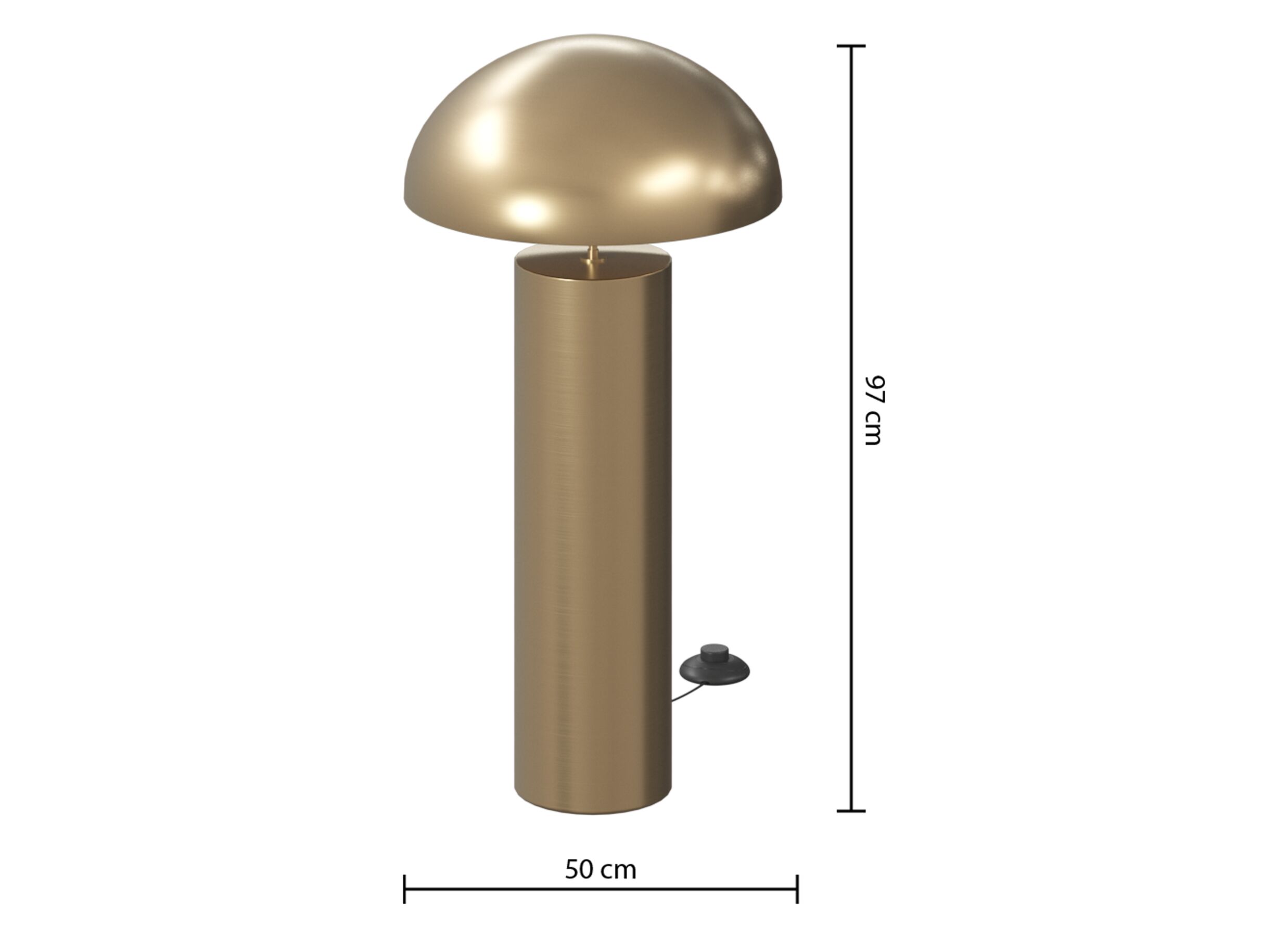 Dimensions - Lampadaire Champi H97cm E27 - acier - doré