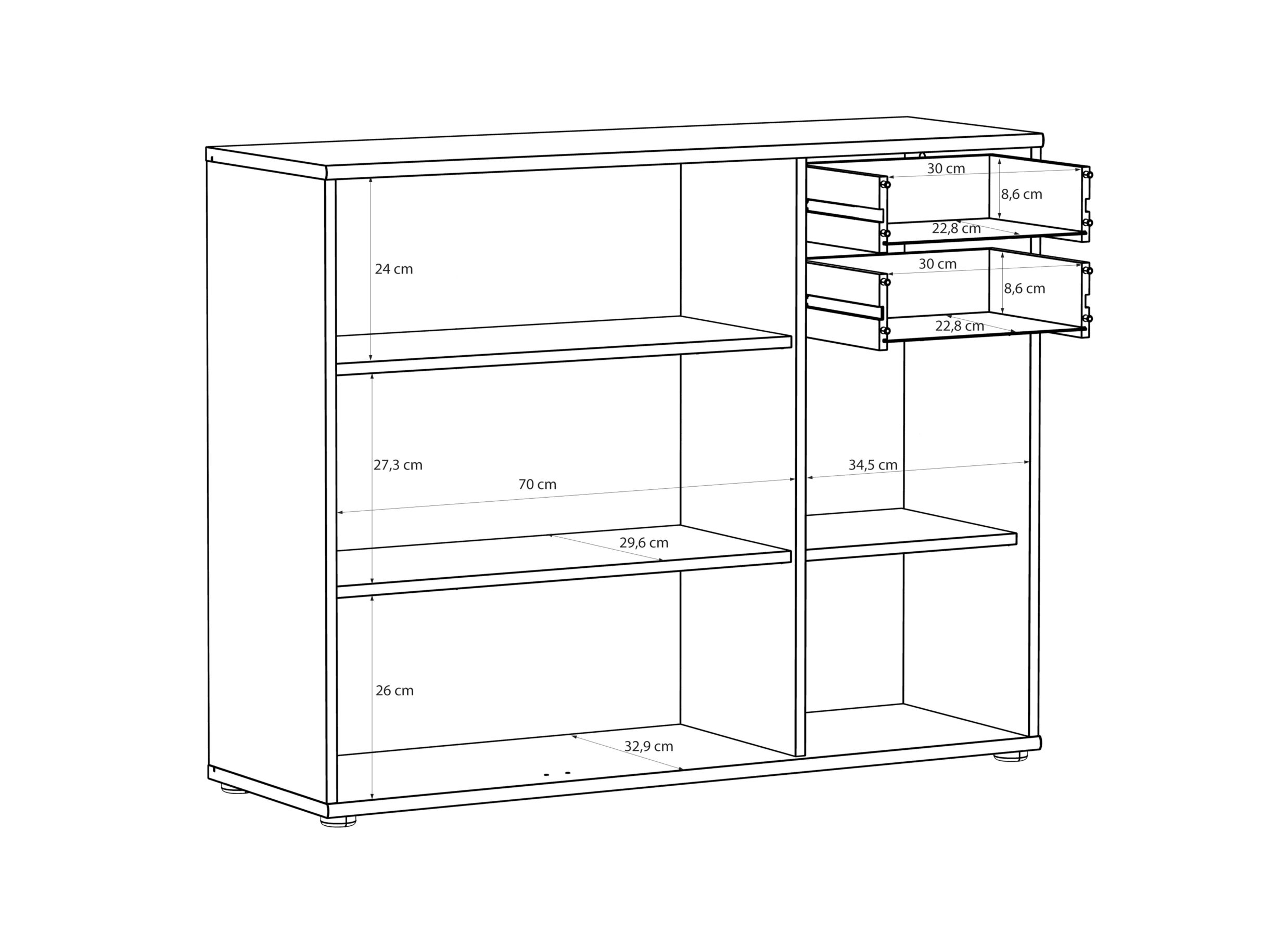 Dimensions - Commode Topic 109x35x86cm - décor - cashmere
