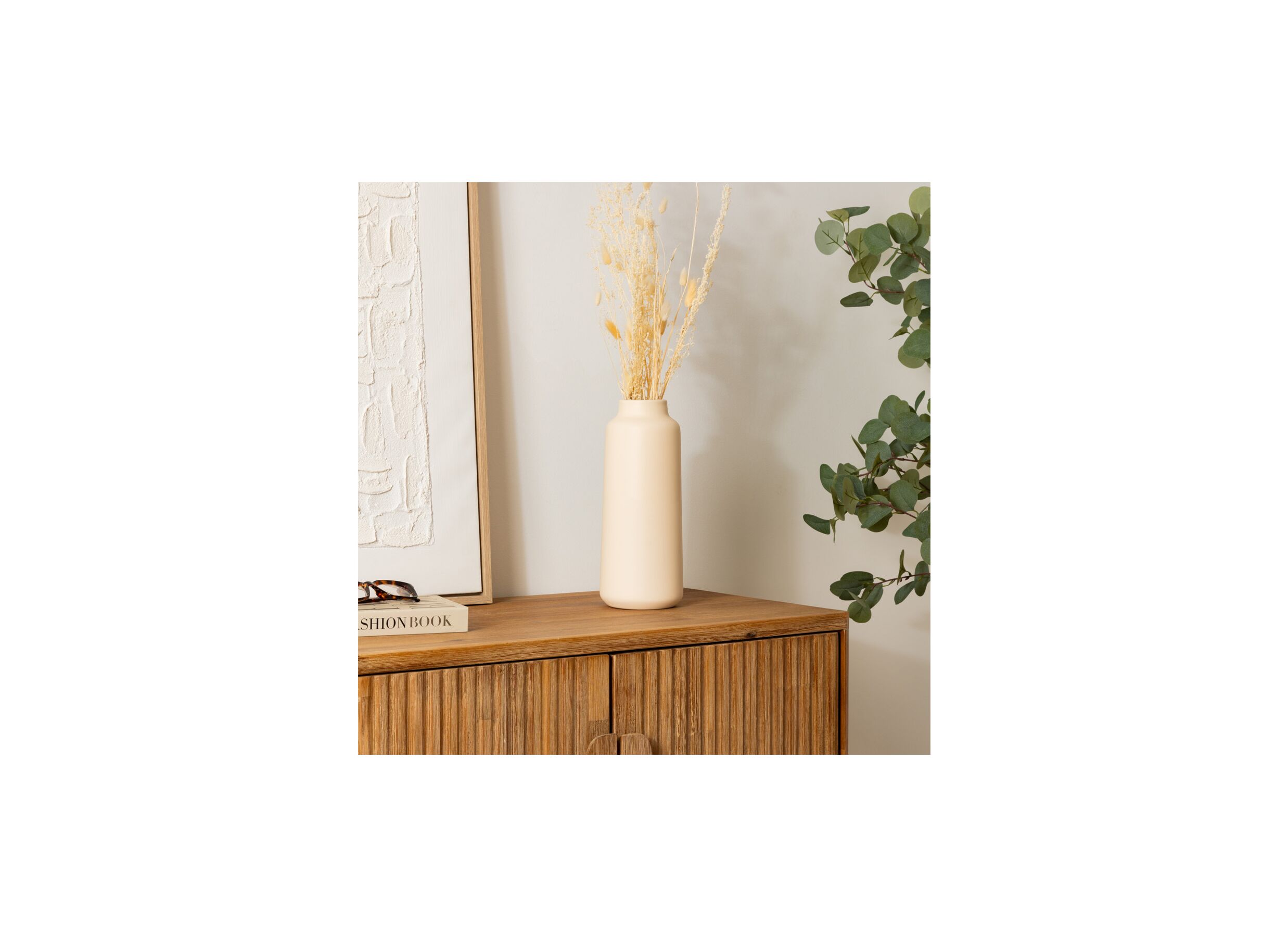 Sfeerfoto - Vaas Rily H30cm - keramiek - beige