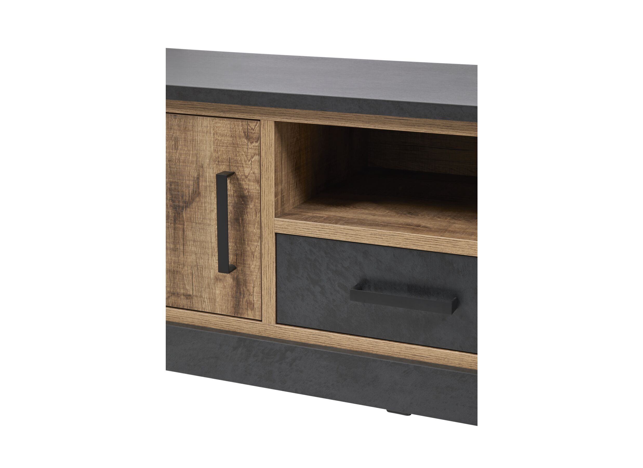 Meuble TV 142cm - film décoratif - brun & noir