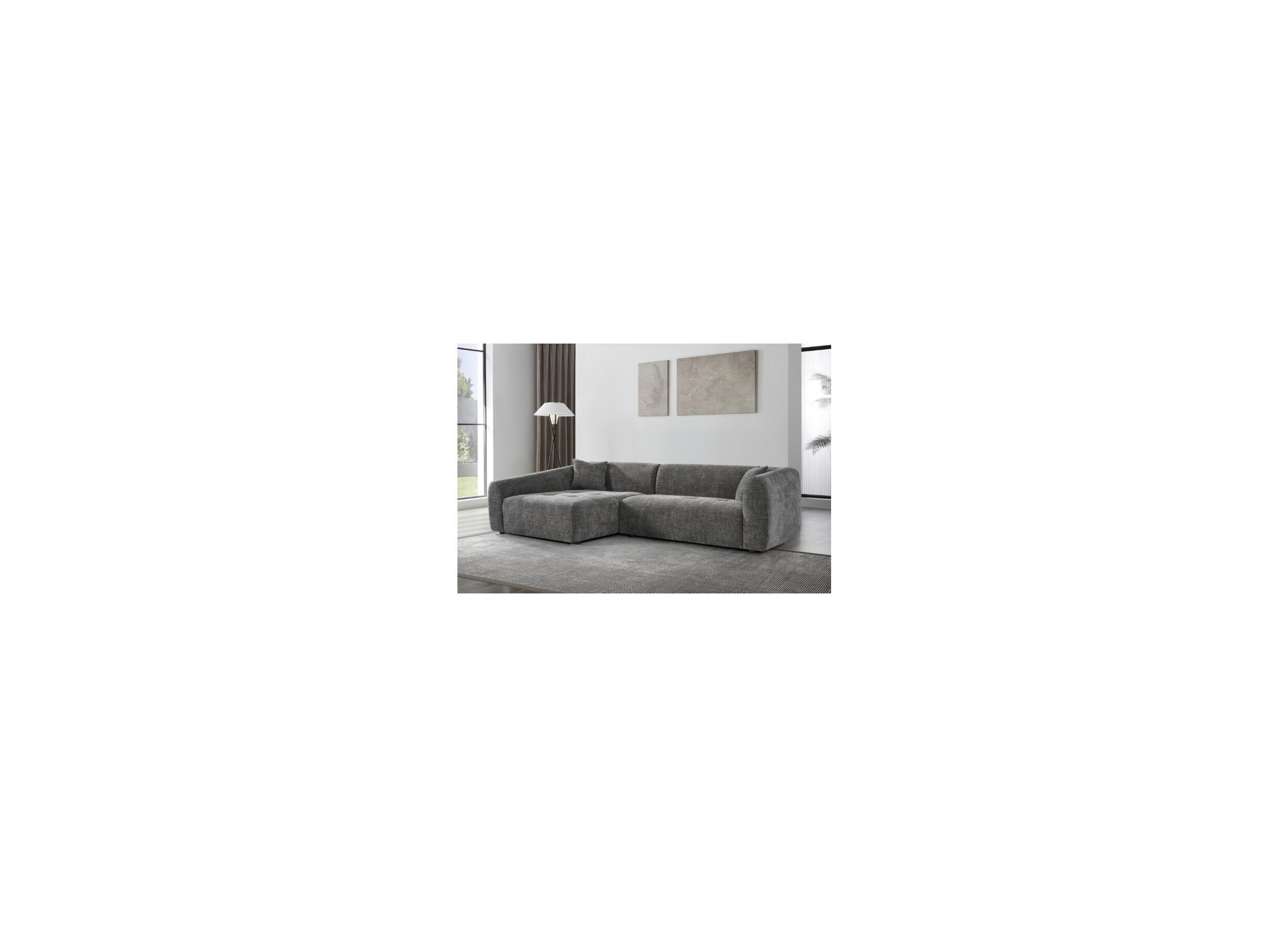 Foto ambiance - Canapé d'angle Maui tissu - gris