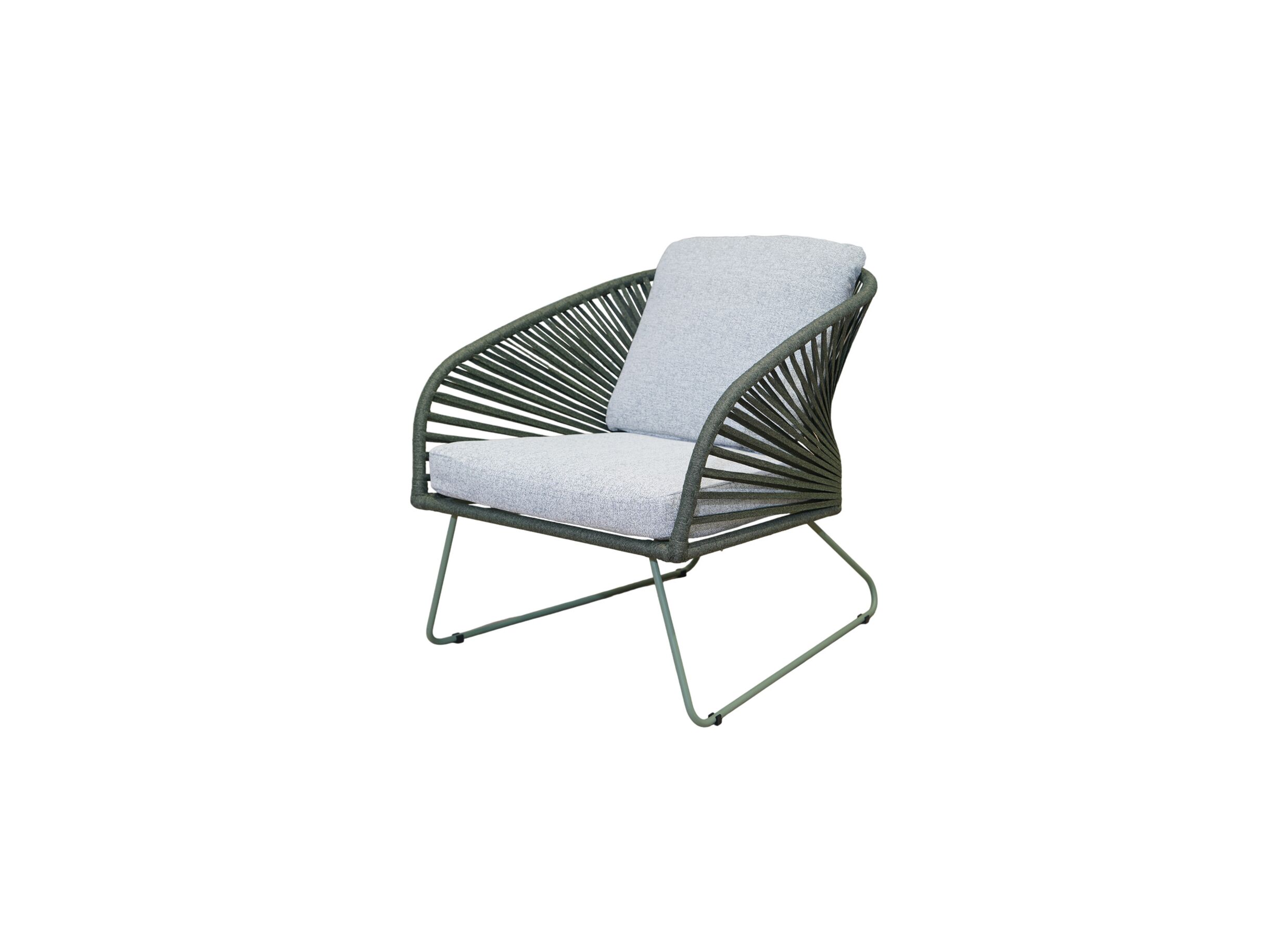Aperçu - Salon lounge Peacock métal rotin - gris/vert