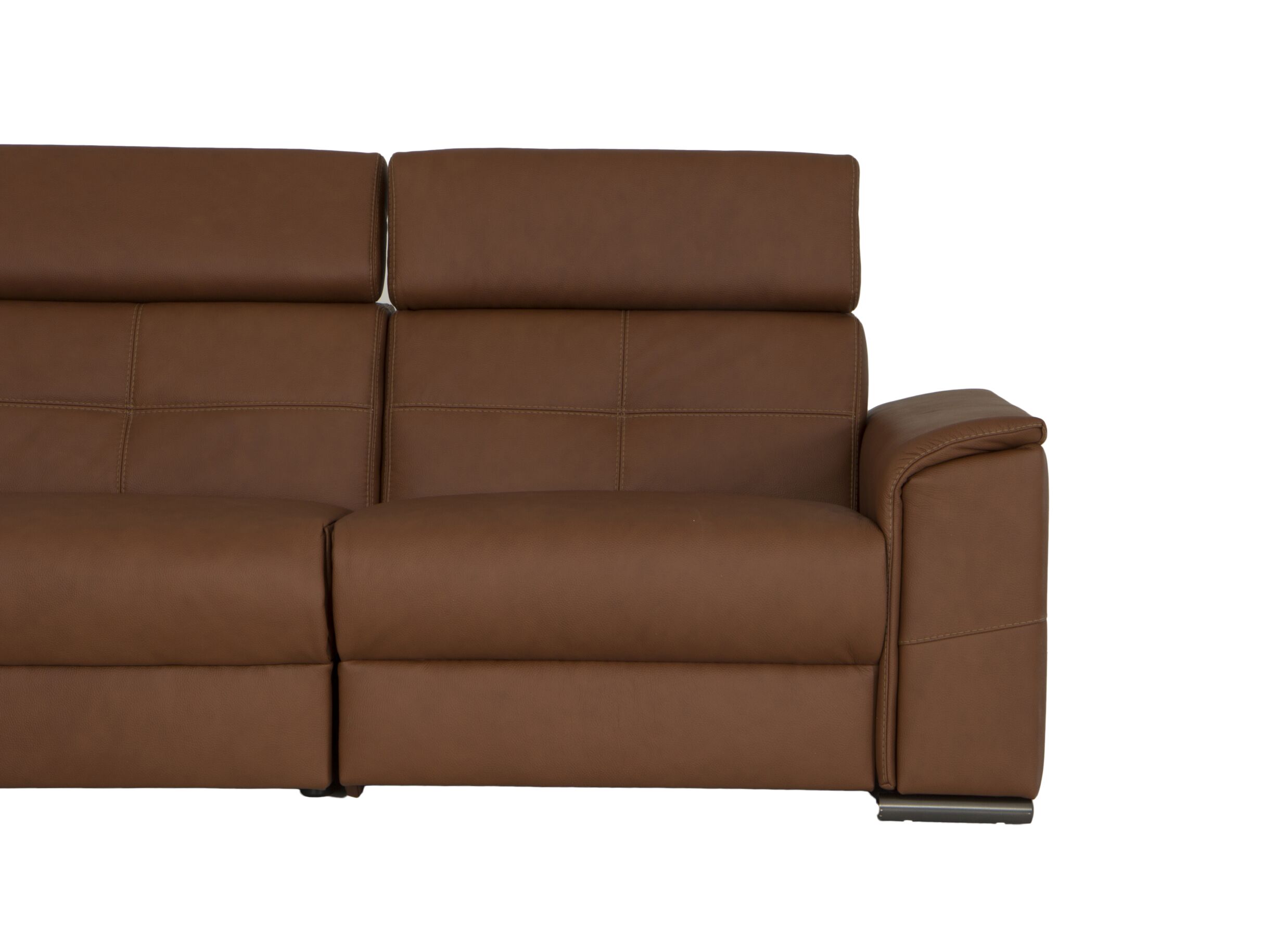 Detail - Canapé d'angle Lana 289x227cm - cuir - marron avec relax