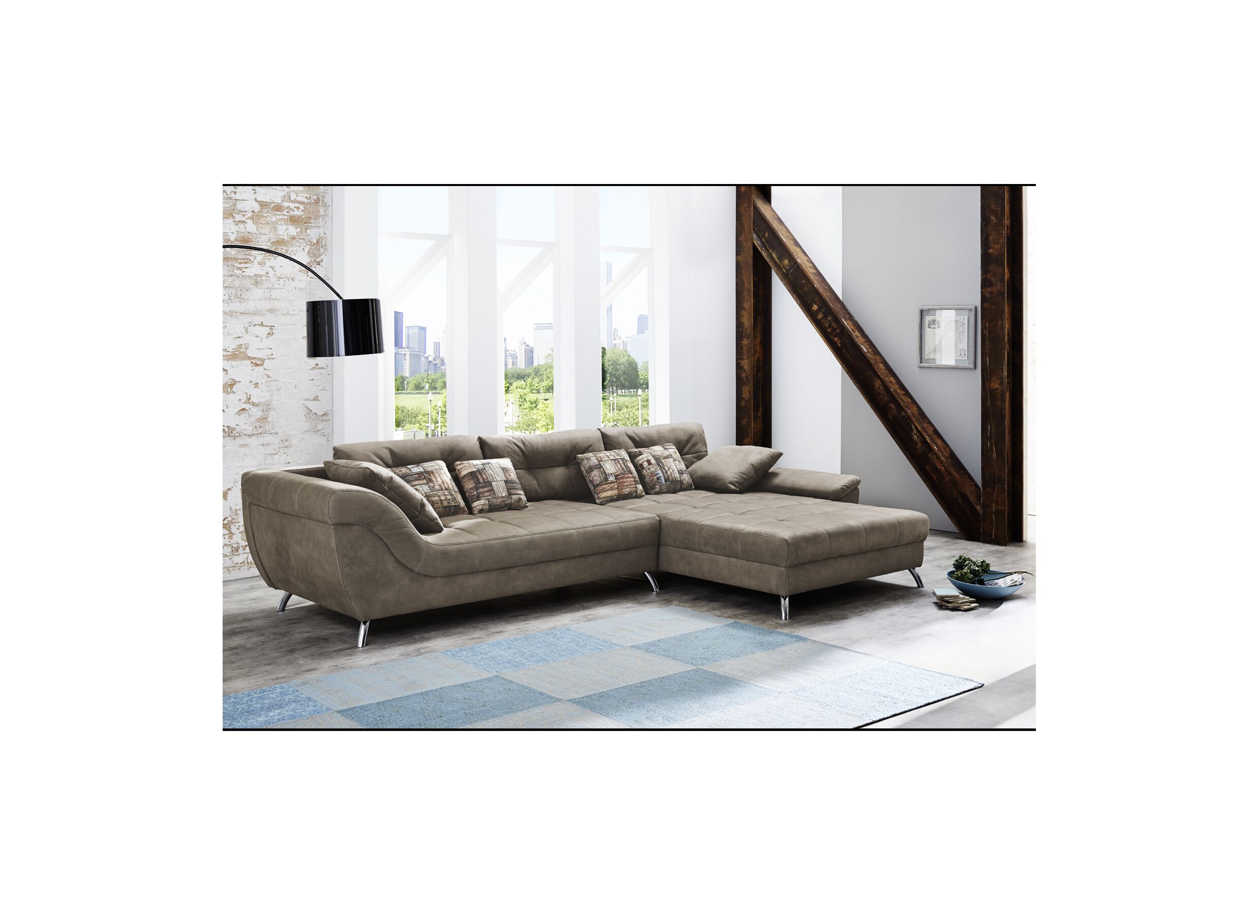 Foto ambiance - Canapé d'angle San Francisco 355x218cm - tissu - taupe