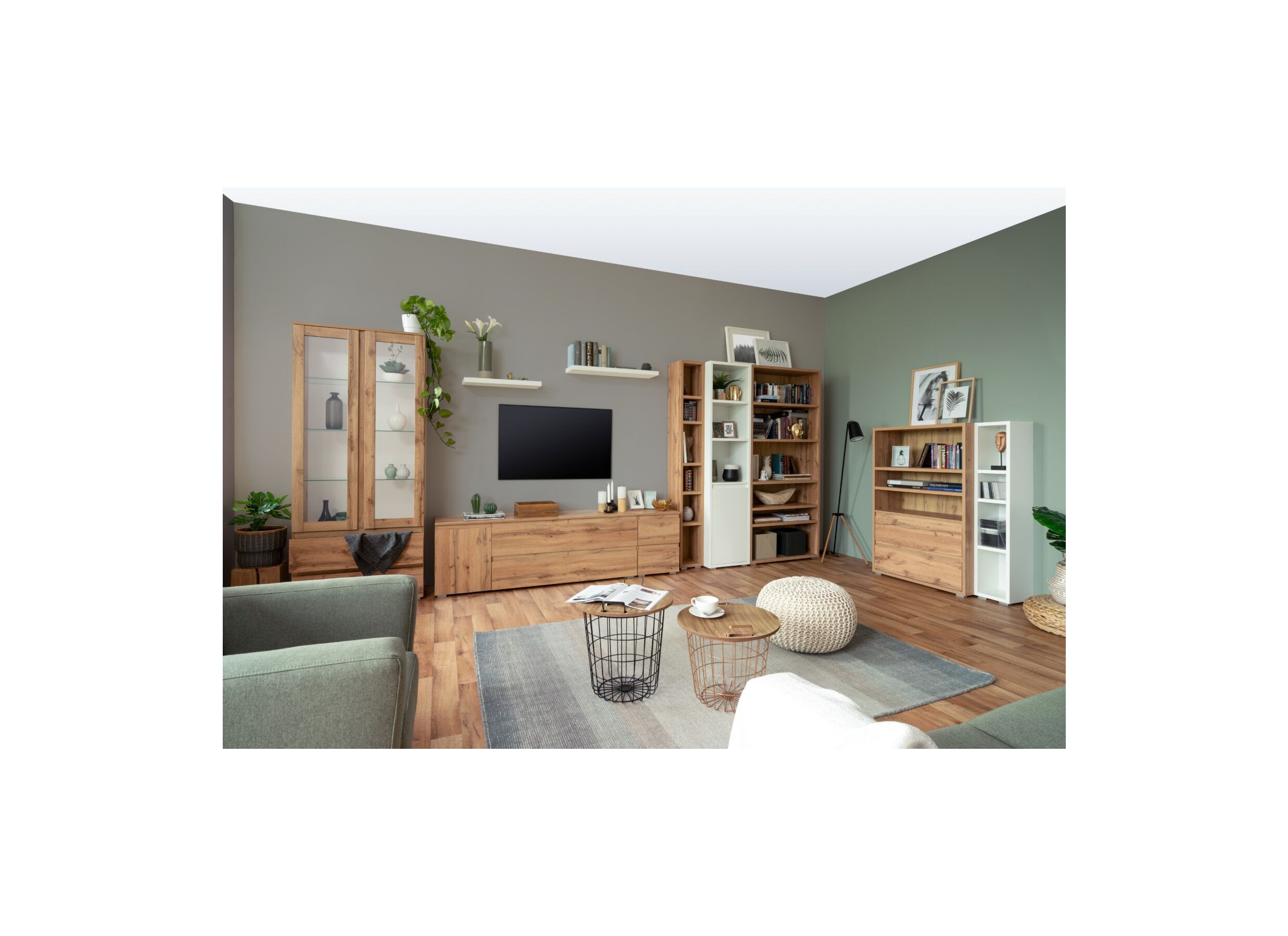 Vitrine Image 80cm - décor - chêne miel
