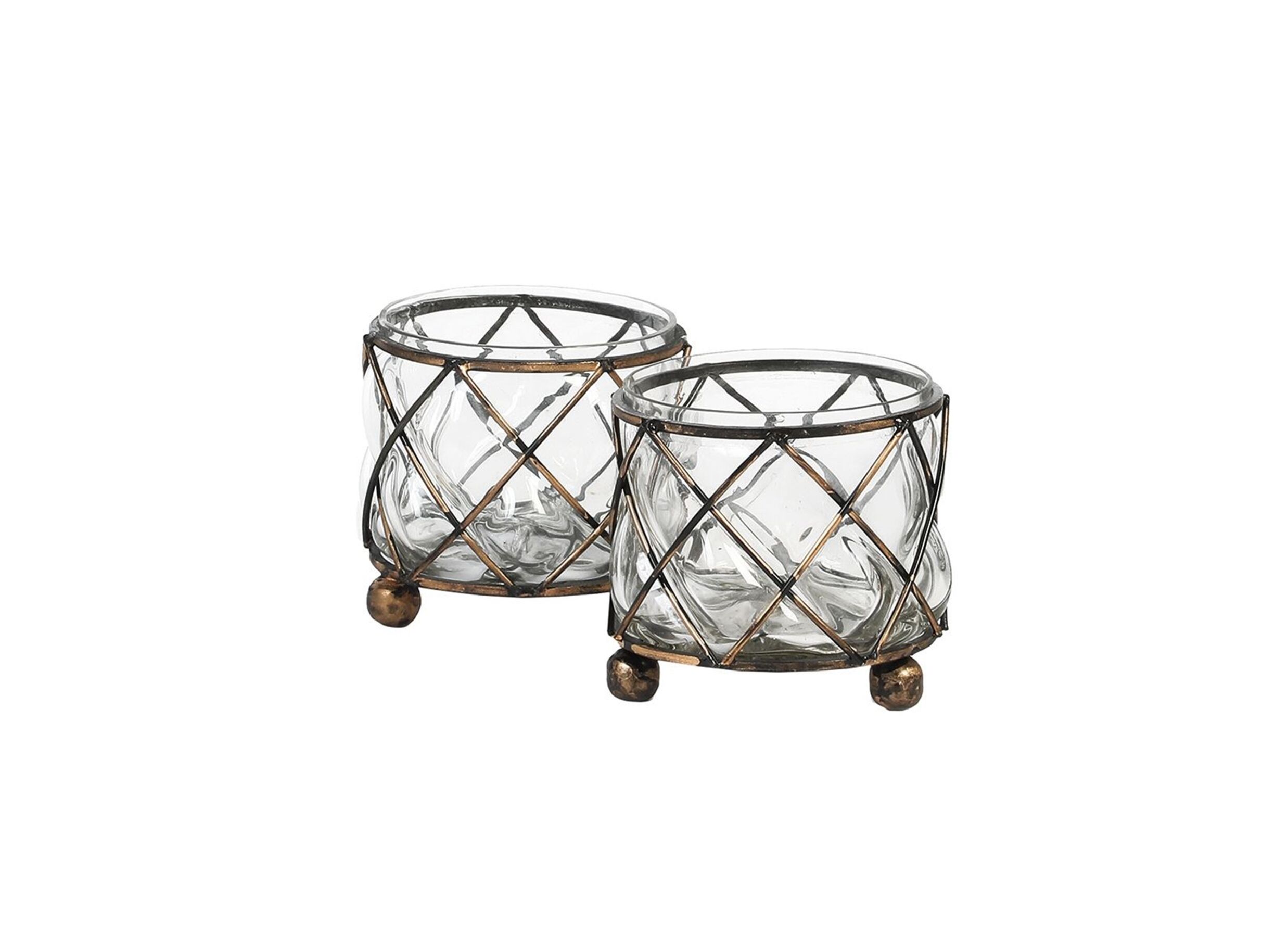 Porte-bougie John - Porte-bougie John H10cm - métal & verre - or