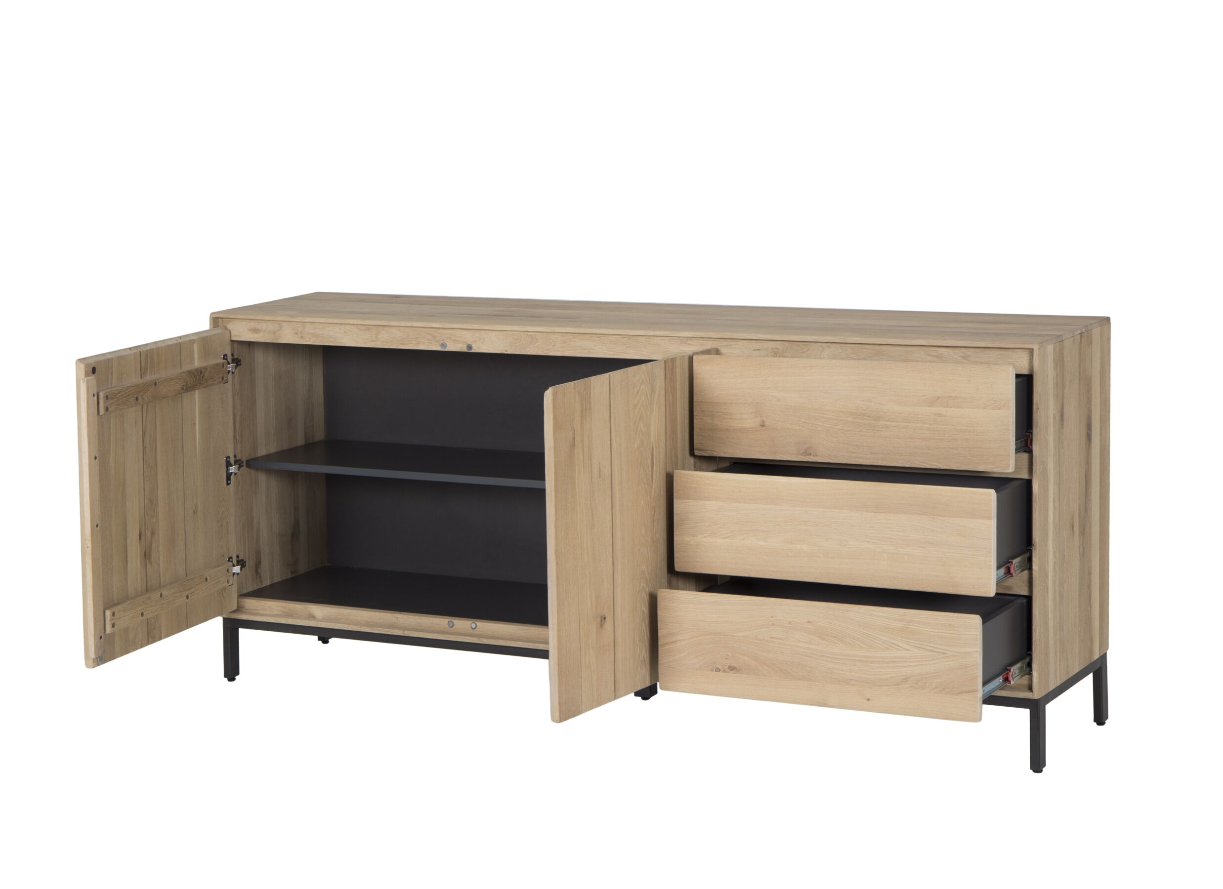 Buffet Polar 190cm - chêne massif & décor - naturel