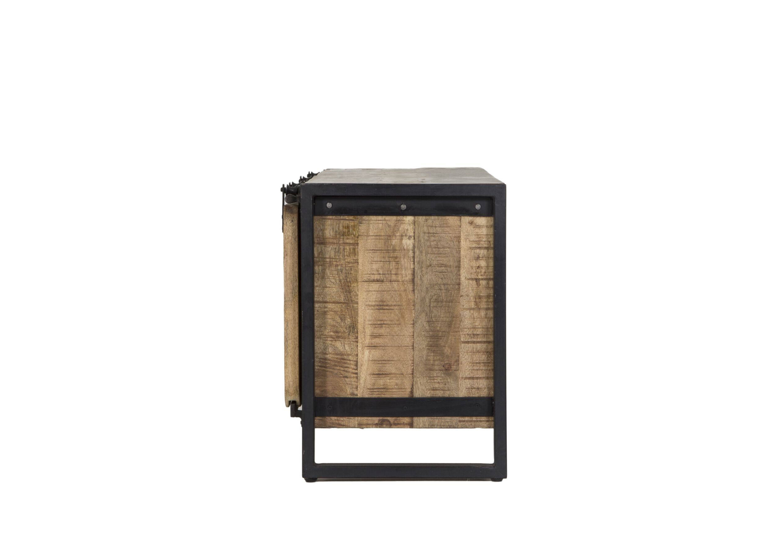 Meuble TV Woodstock 160x45cm - manguier massif & métal - naturel/noir