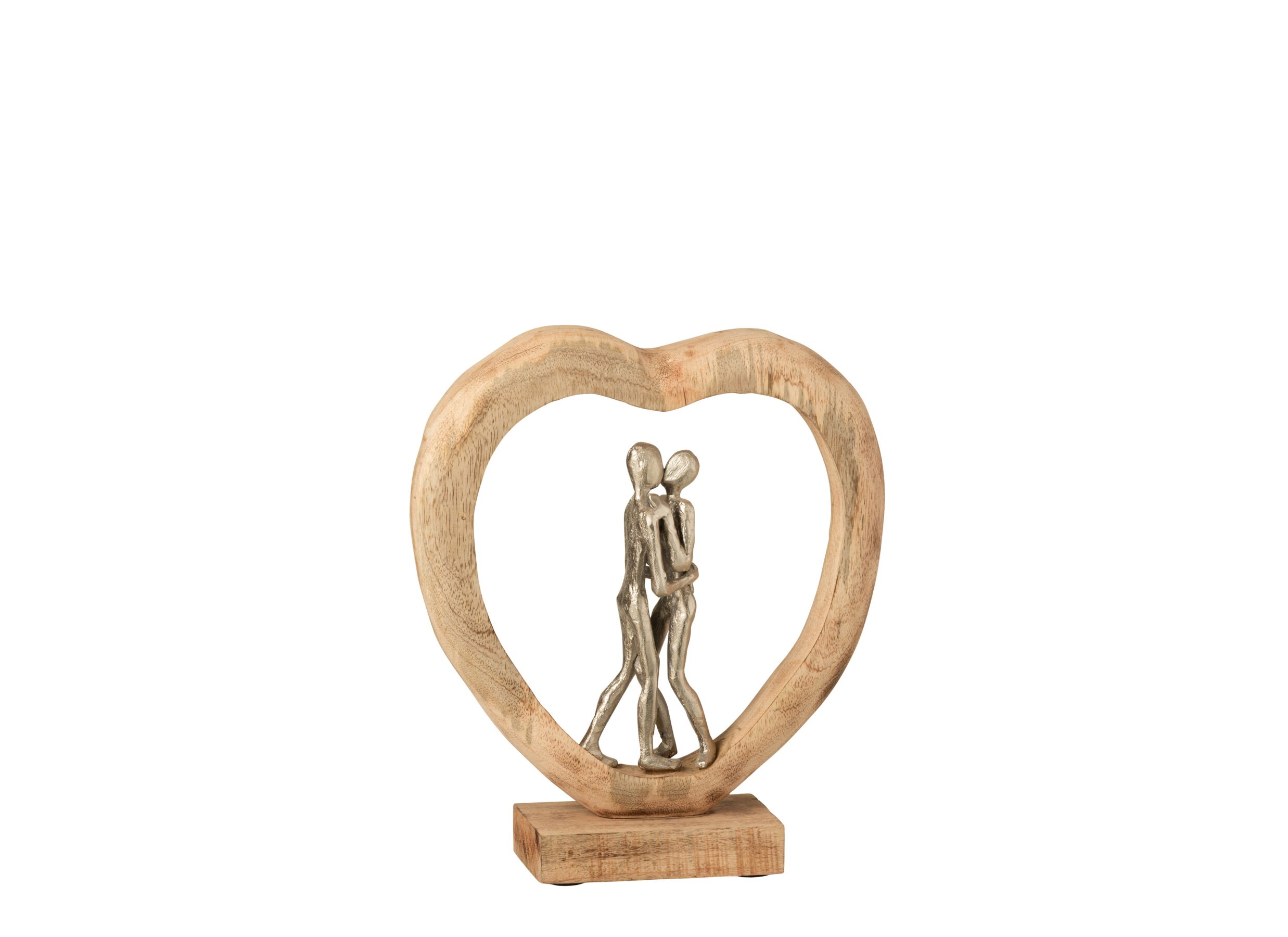 Figuur Koppel H35cm - mango massief & aluminium - naturel/zilver - Figurine Couple H35cm - manguier massif & aluminium - naturel/argent