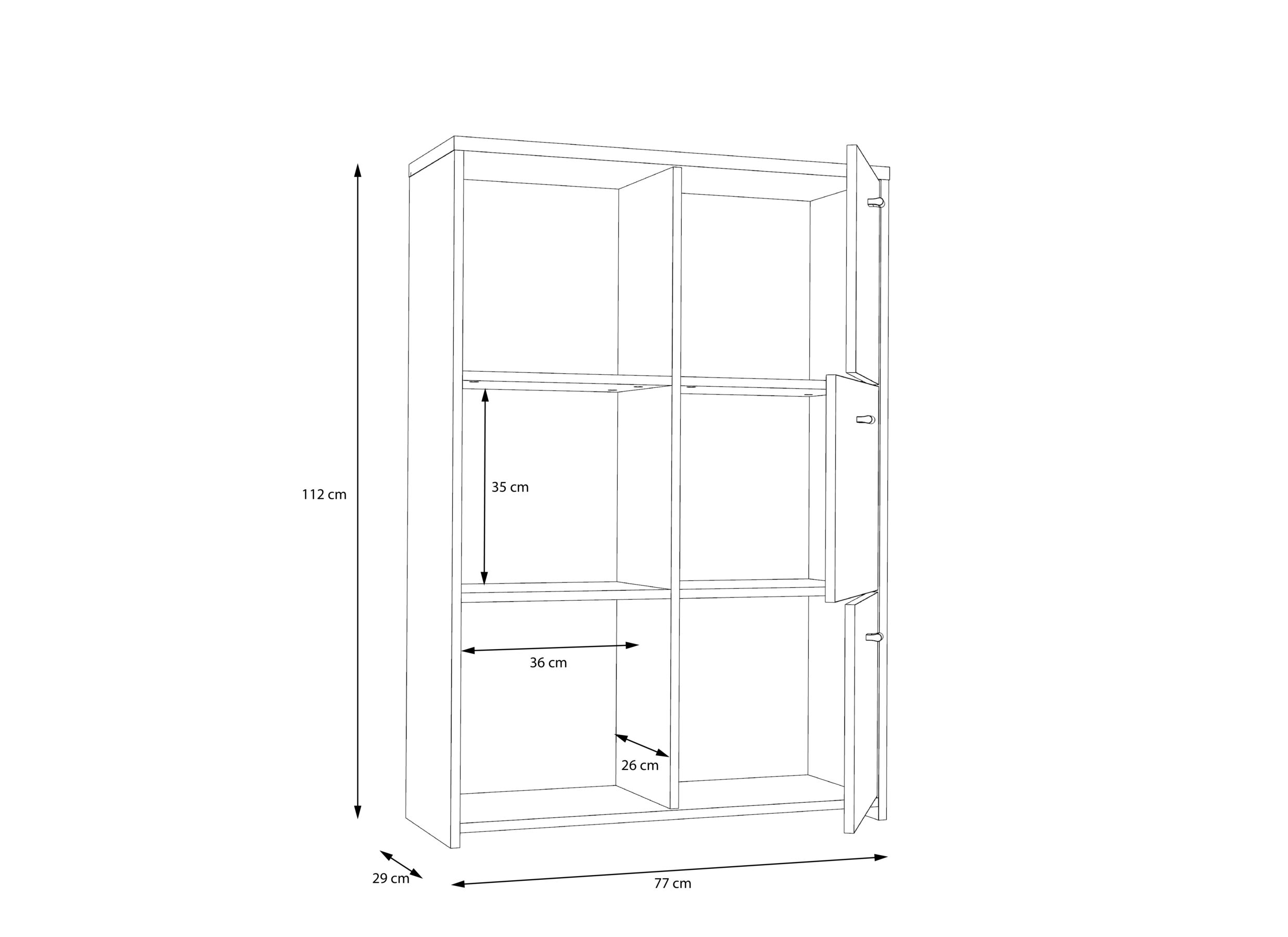 Kast Best Chest 77x30x113cm - meubelplaat - artisan eik/wit
