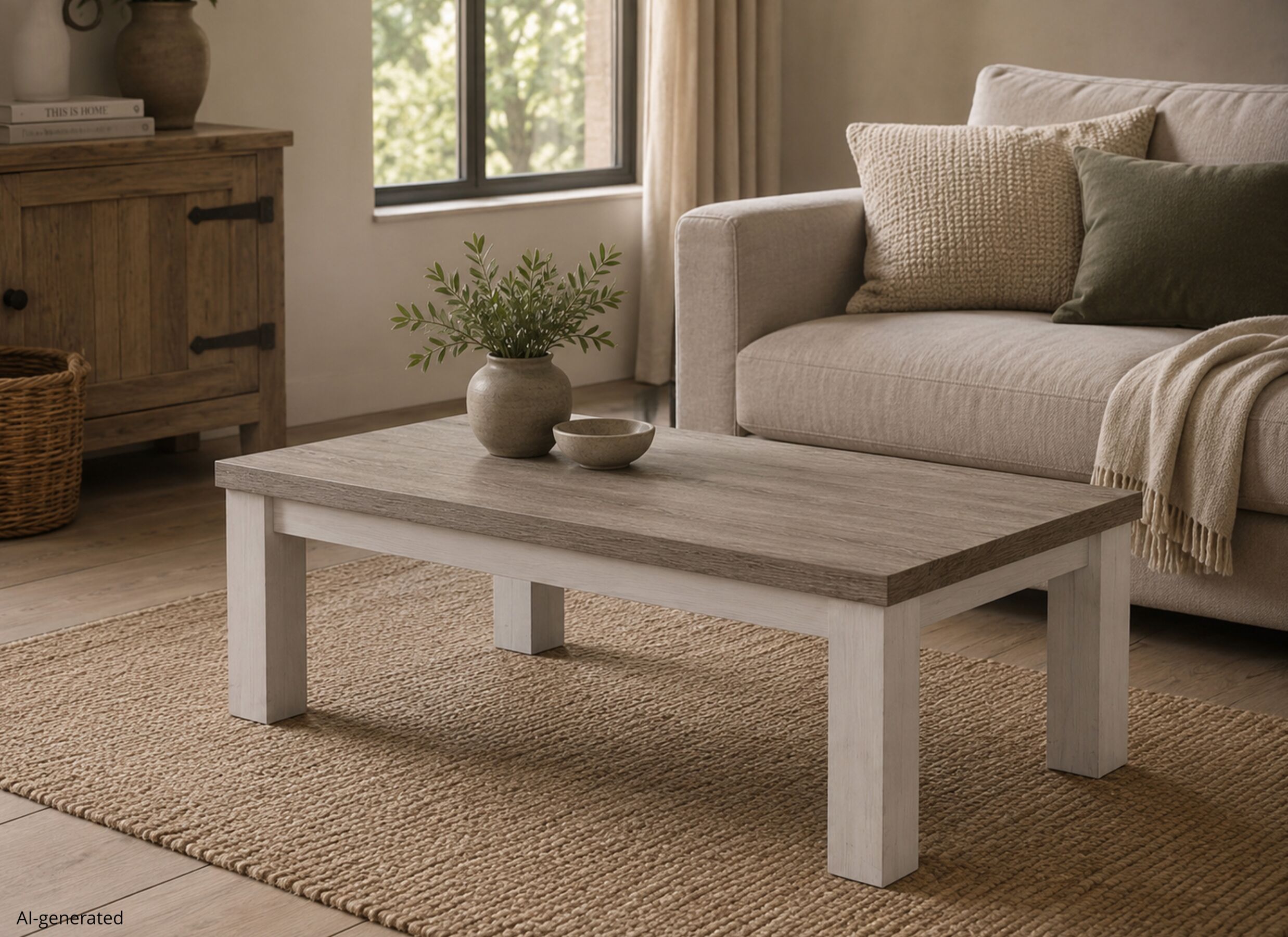 AI Generated - Salontafel 135x68cm - decor - lariks & bruine eik