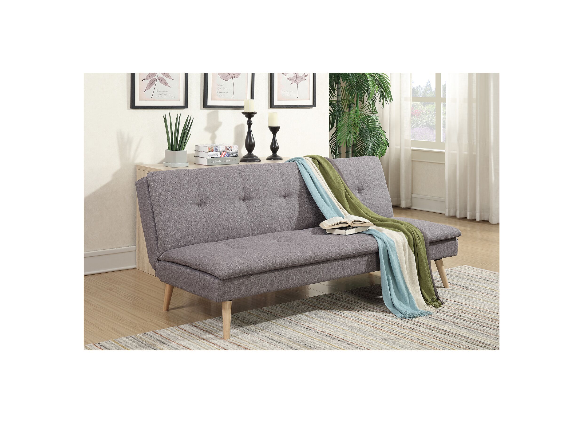Foto ambiance - Canapé-lit Fjord 1 personne - 183x86cm - tissu - gris