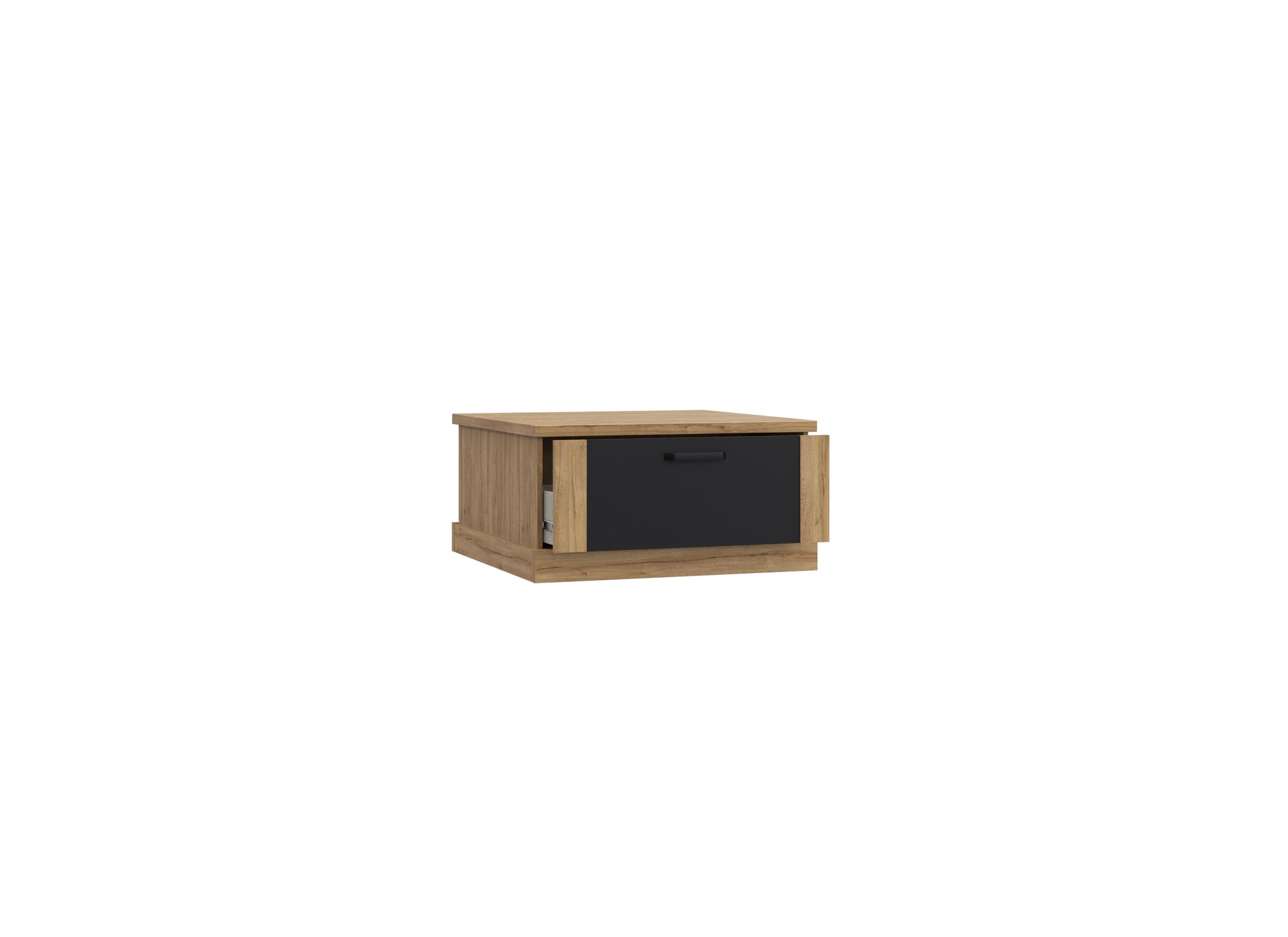 Table basse Kaszimiro 85x85cm - panneau décor - chêne waterford/noir avec rangement