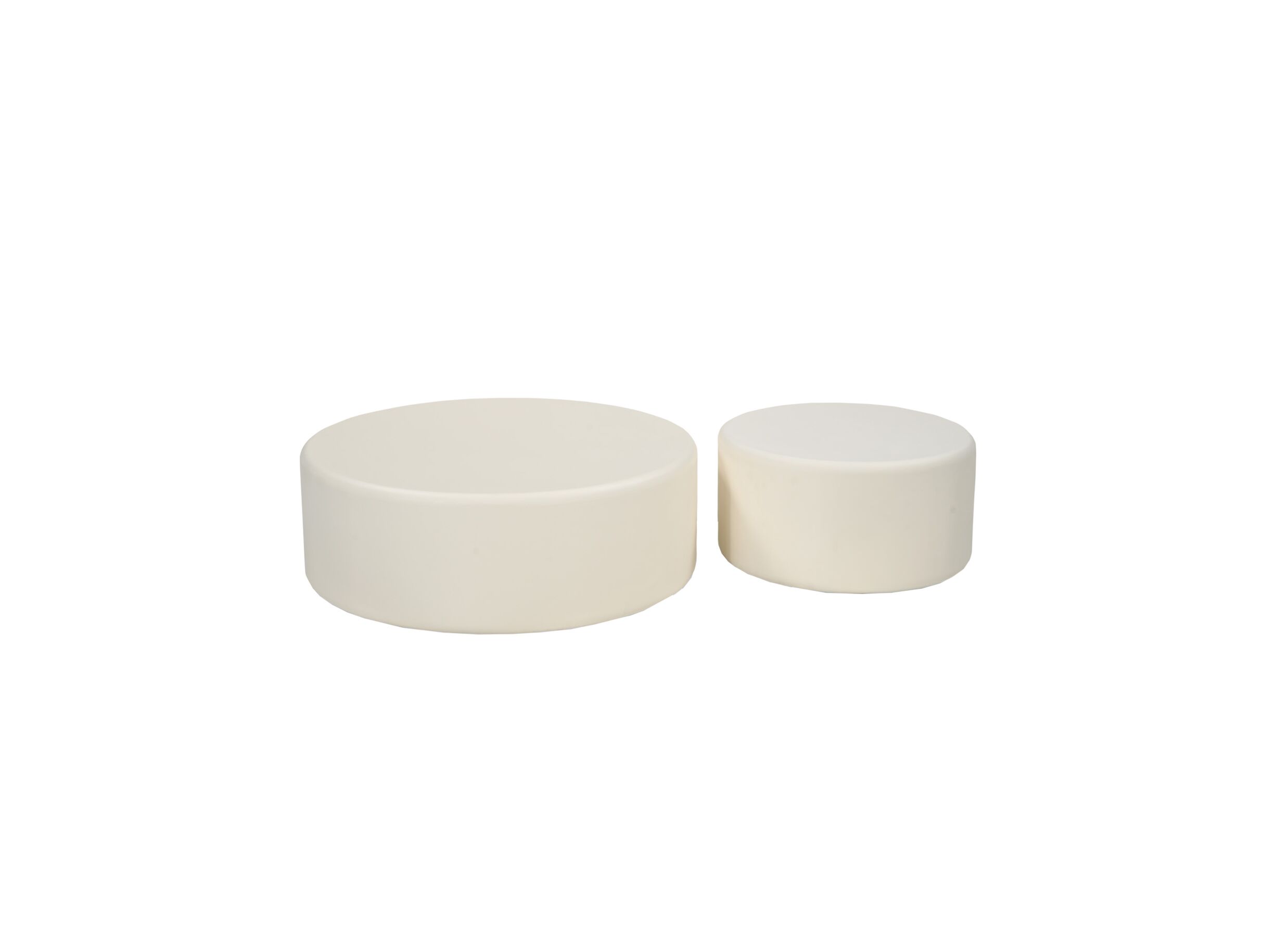 Photo ensemble - Table d'appoint Dino Ø50cm - micro ciment - beige