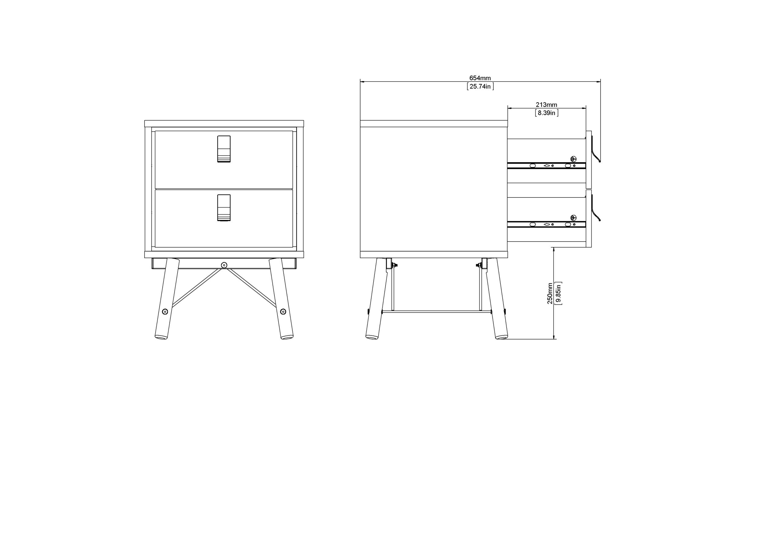 Dimensions - Table de chevet Ry 44x41x60cm