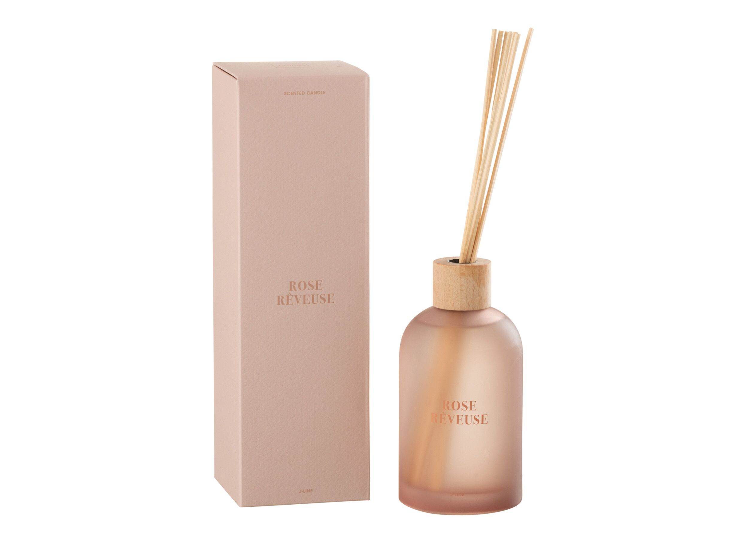 Geurstokjes Rose Reveuse Ø7 - Bâtonnets parfumés Rose Reveuse Ø7,5x27,5cm - verre - rose