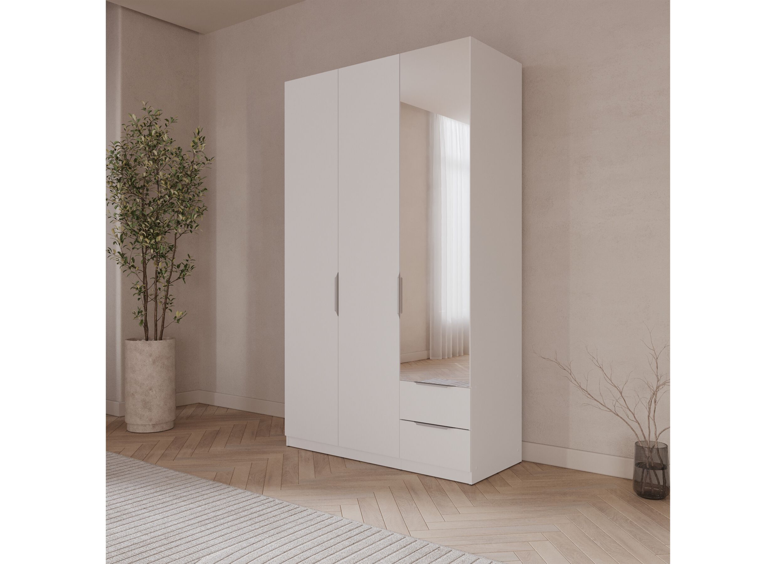 Sfeerfoto - Kleerkast Michigan 119cm - decor - wit