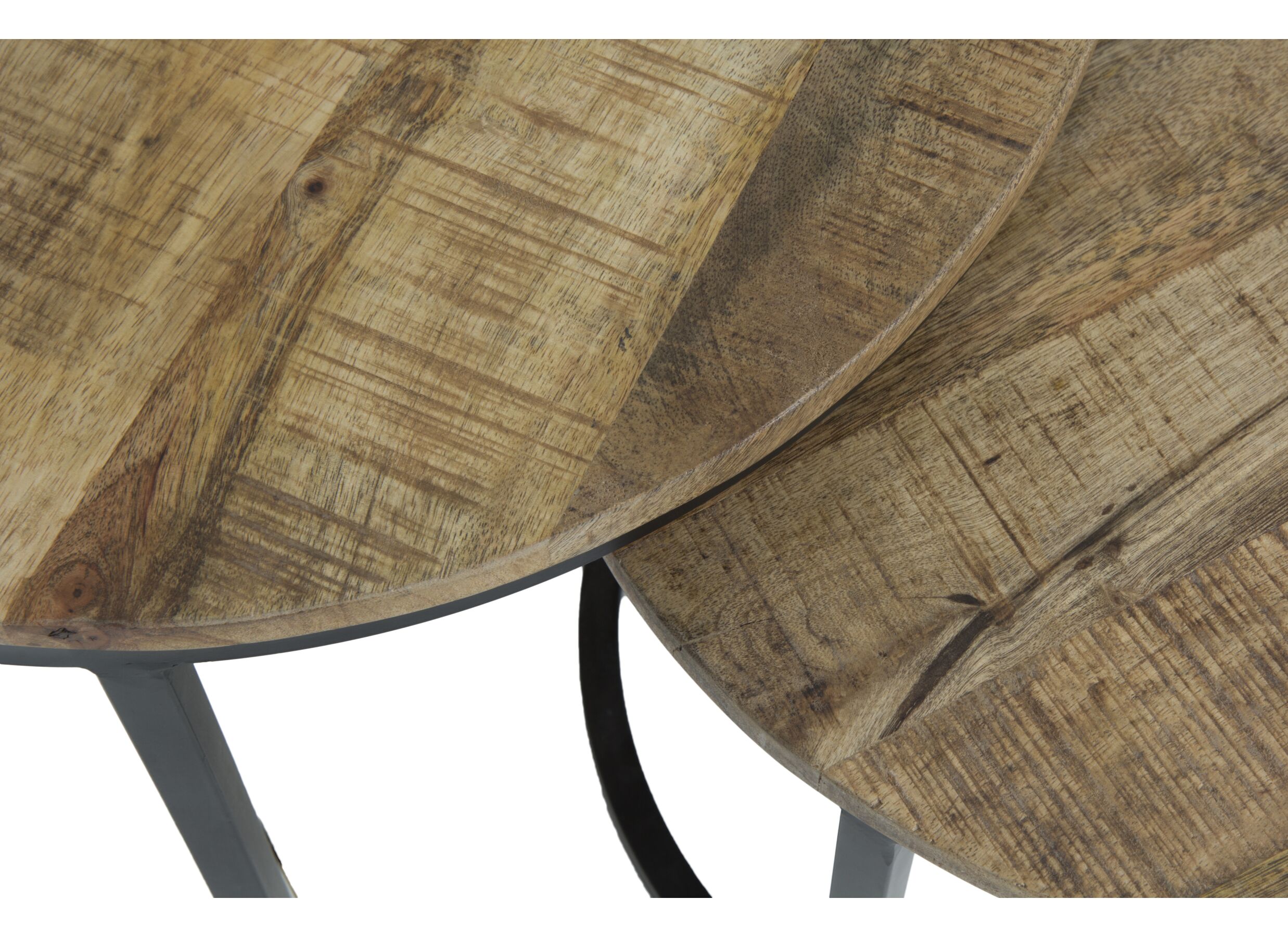 Table d'appoint Half Moon lot de 2 - manguier massif & métal - naturel