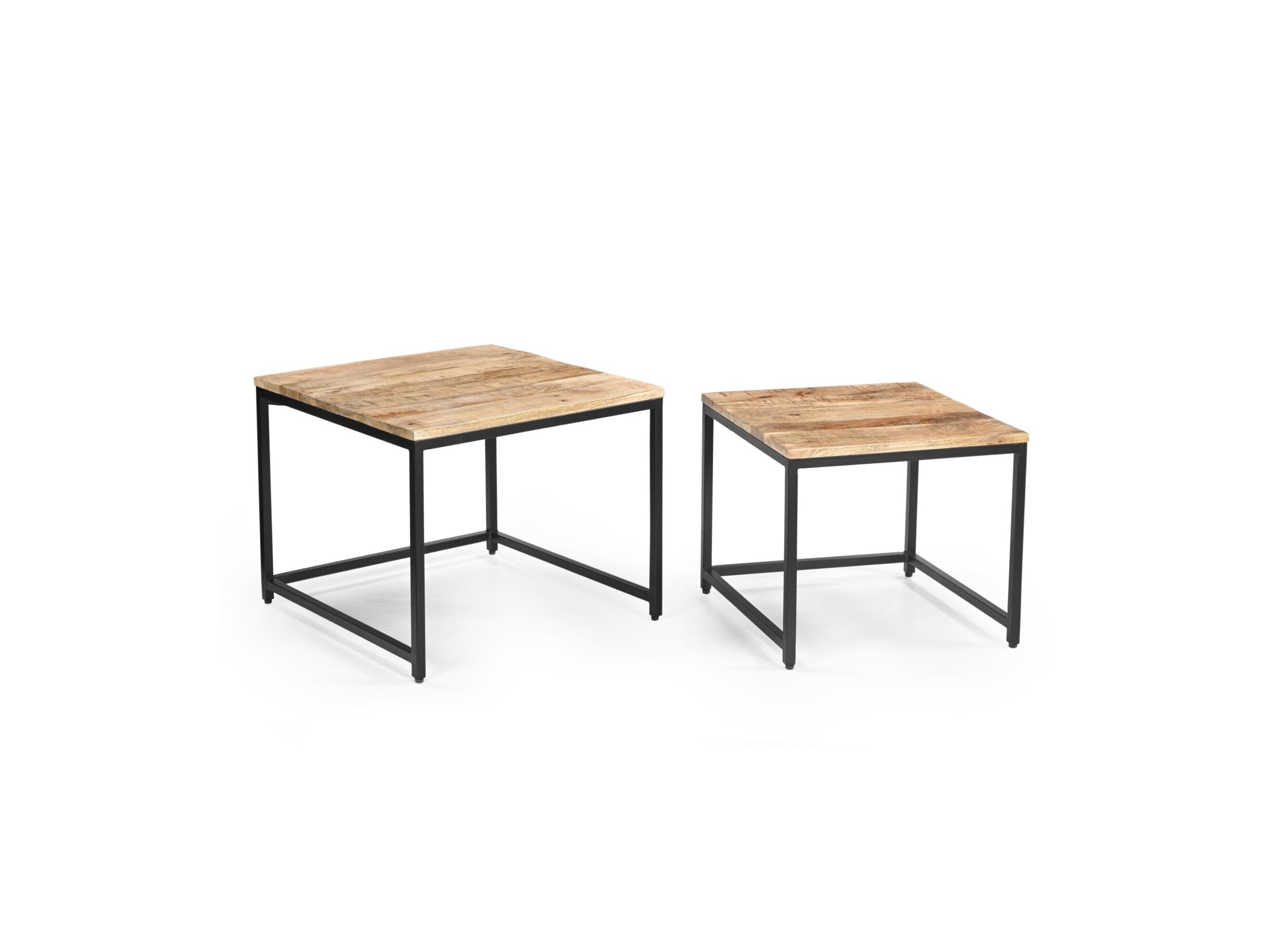 Aperçu - Table d'appoint Lina 60x60cm lot de 2 - bois massif - naturel