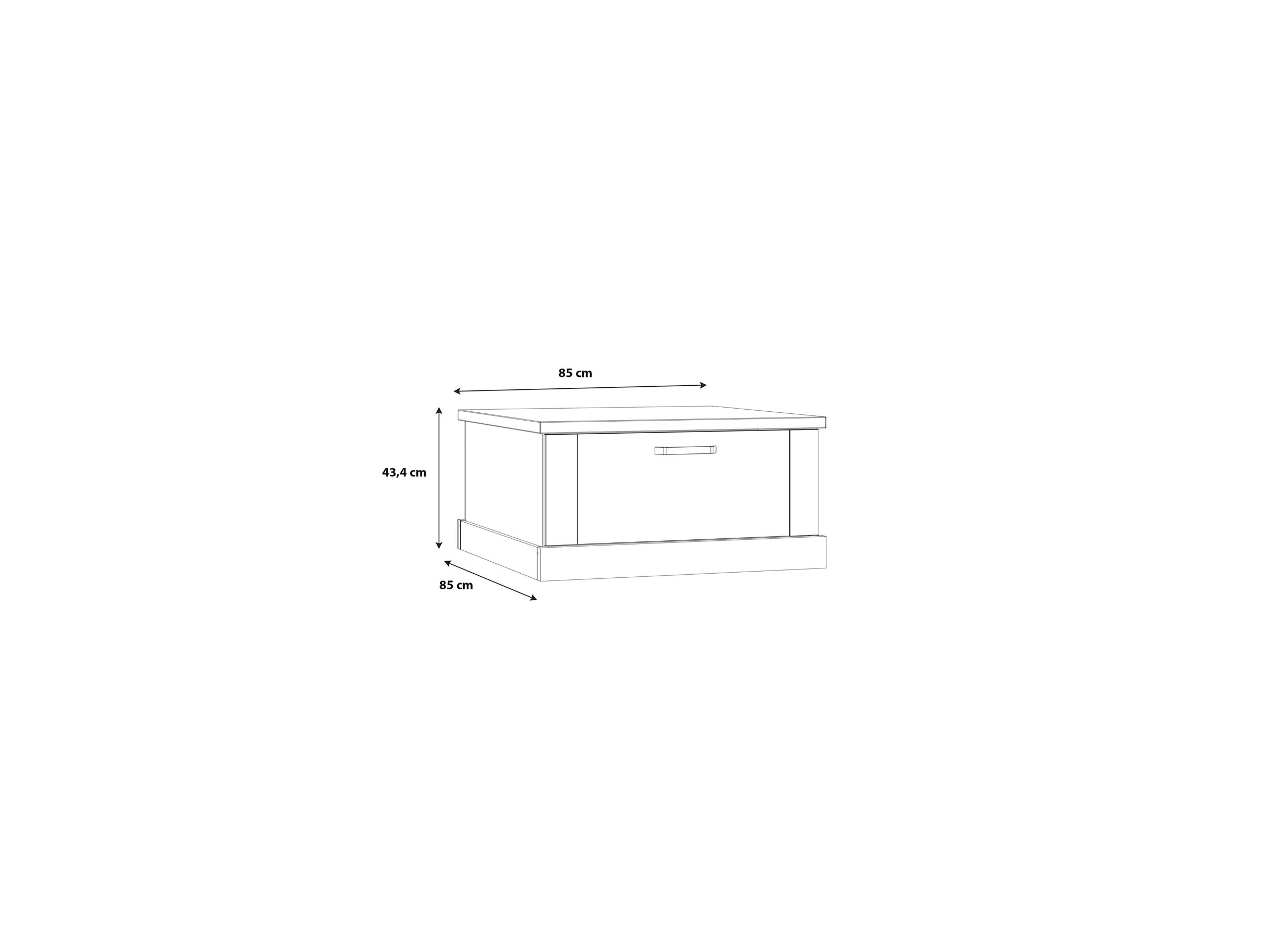 Table basse Kaszimiro 85x85cm - panneau décor - chêne waterford/noir avec rangement