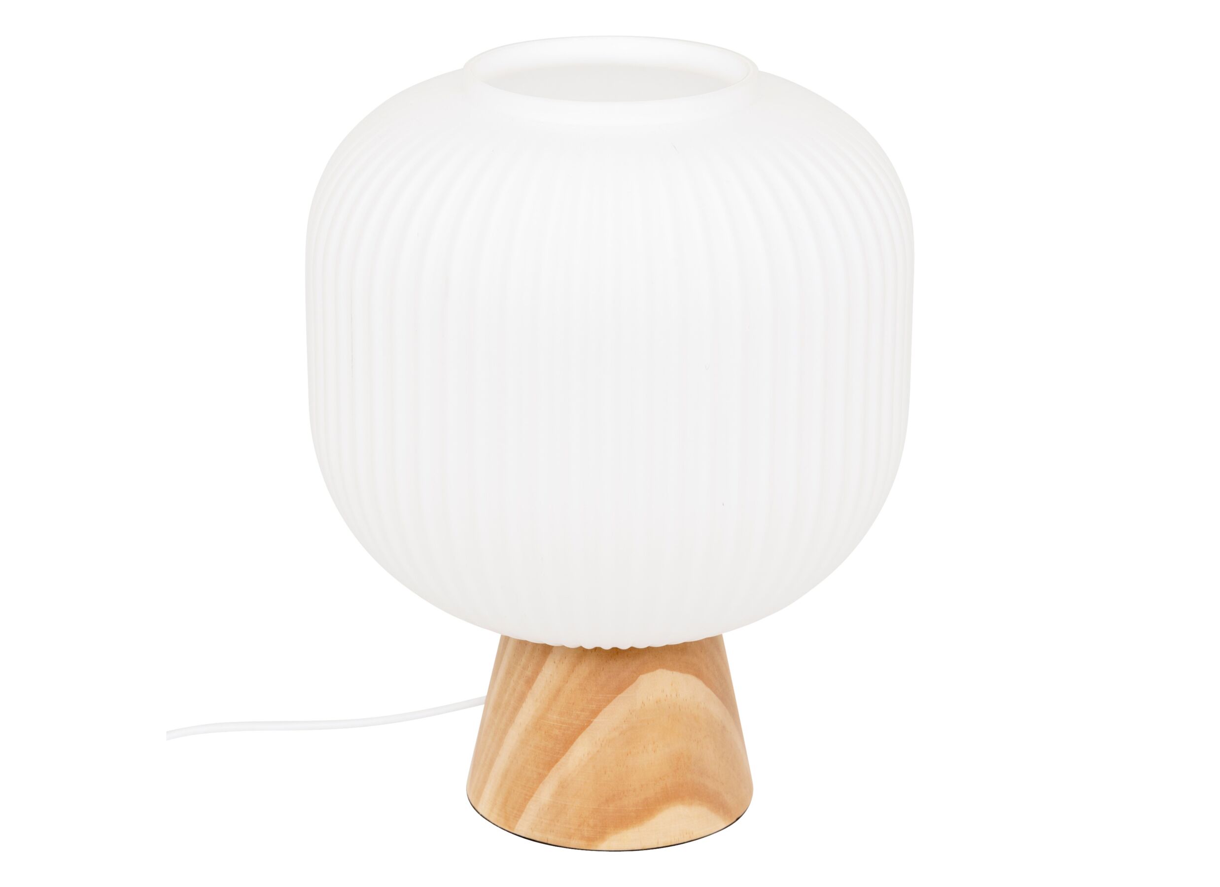 Plus Important - Lampe de table Travis Ø20xH25cm - verre & bois de pin - blanc & naturel