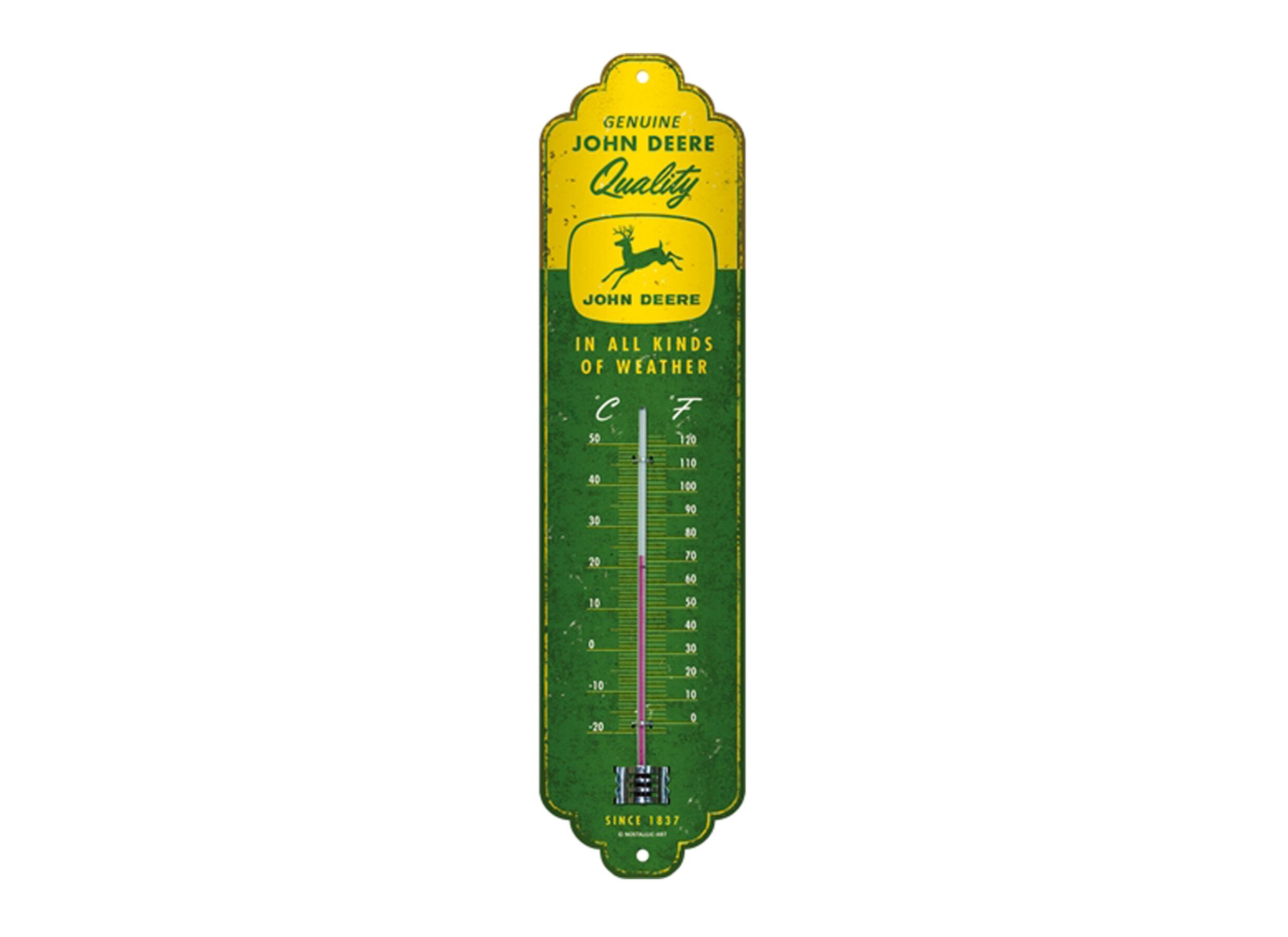 Thermometer John Deere In All Kinds Of Weather H28cm - metaal - meerkleurig - Thermomètre John Deere In All Kinds Of Weather H28cm - métal - multicolore