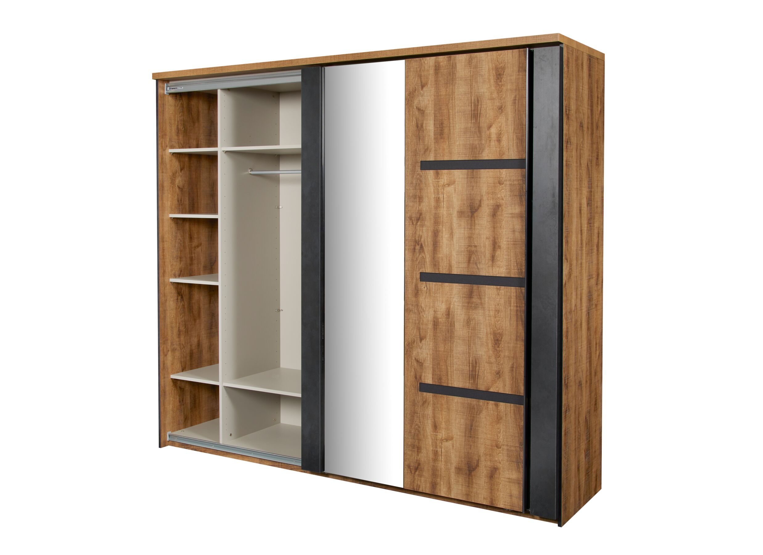Schuifdeurkast Pauline 217cm - decor - donkerbruin