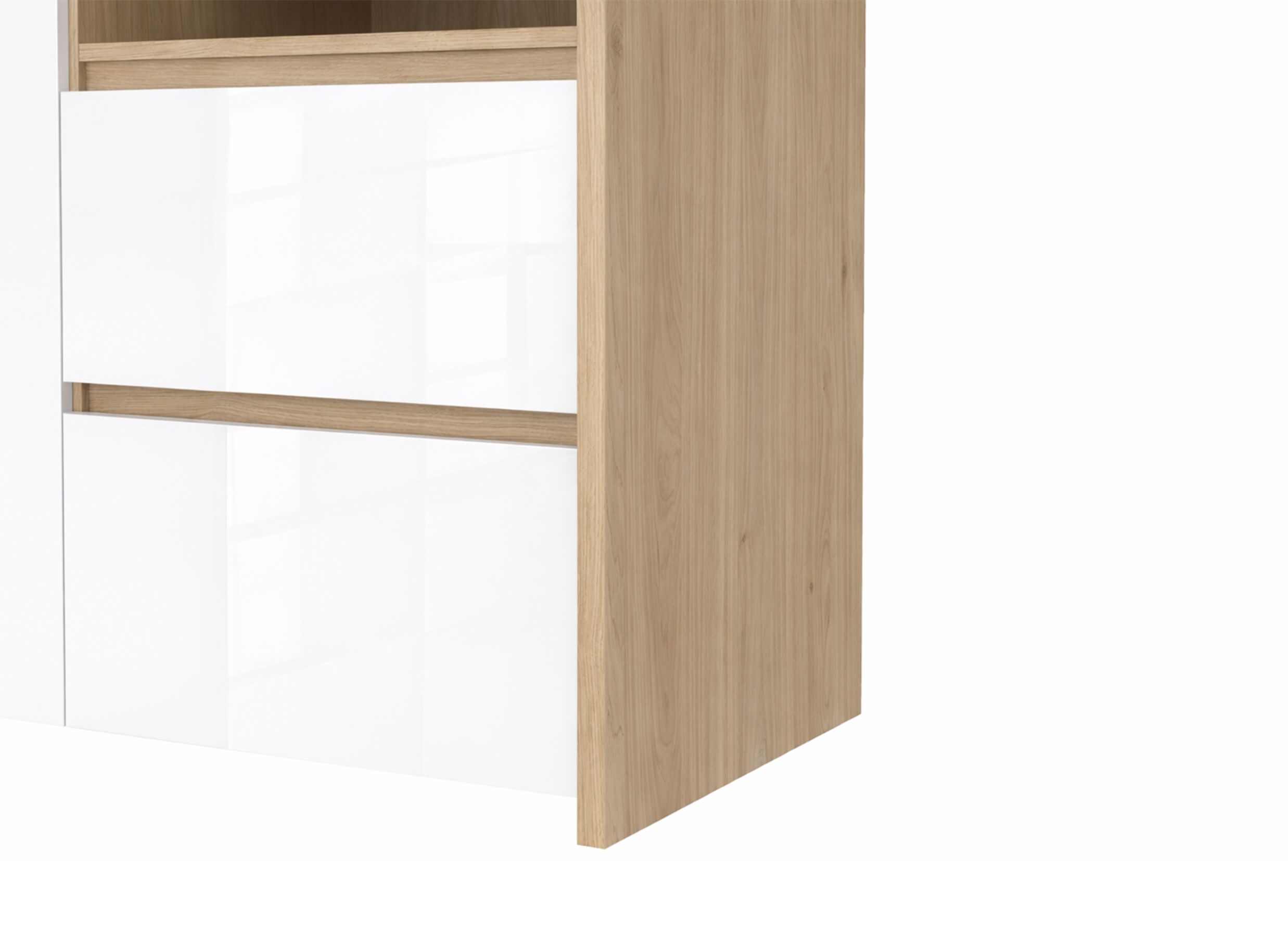 Detailfoto - Barkast Next 100cm - melamine - glanzend wit & jackson hickory