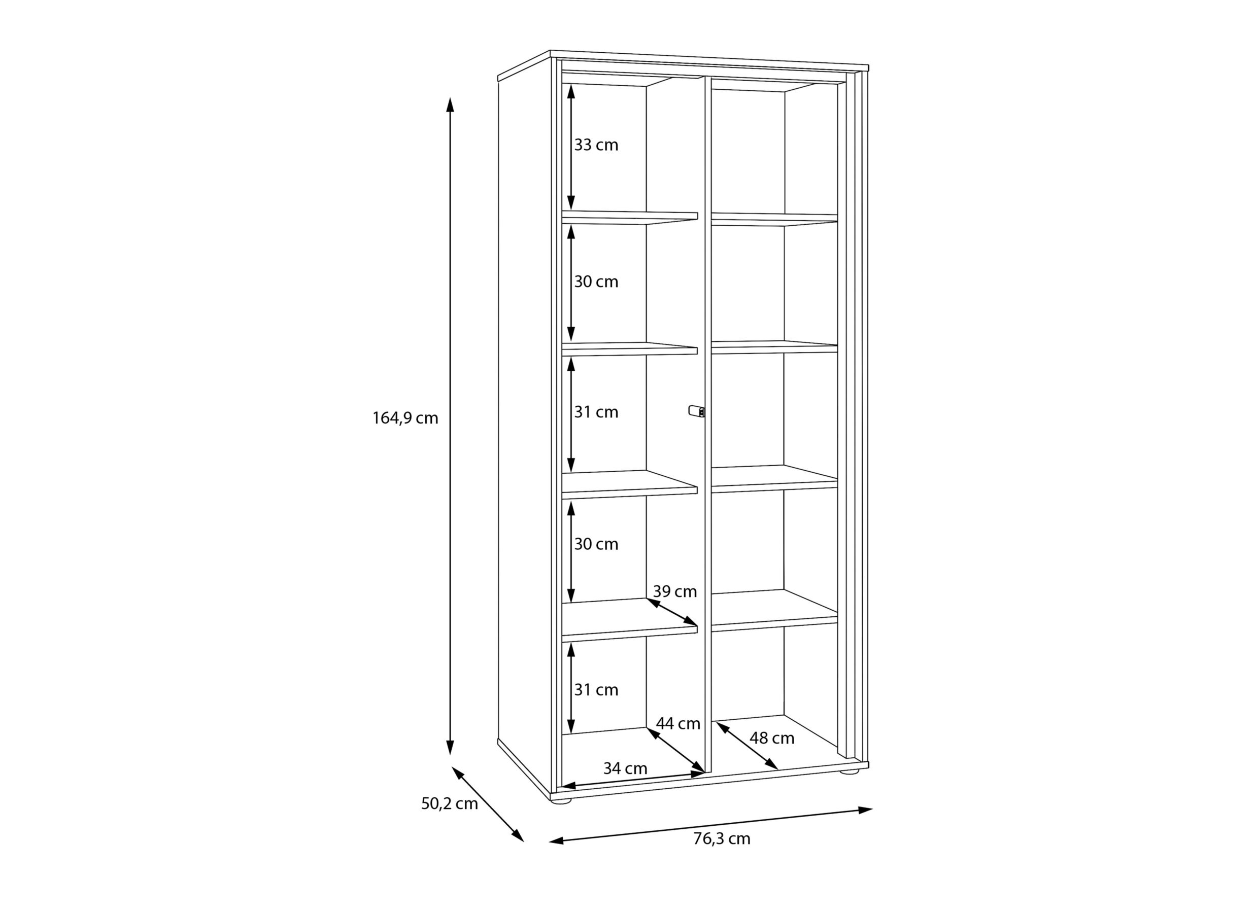 Dimensions - Armoire de rangement Wexlin 76x50x165cm - décor - sand & mauvella oak