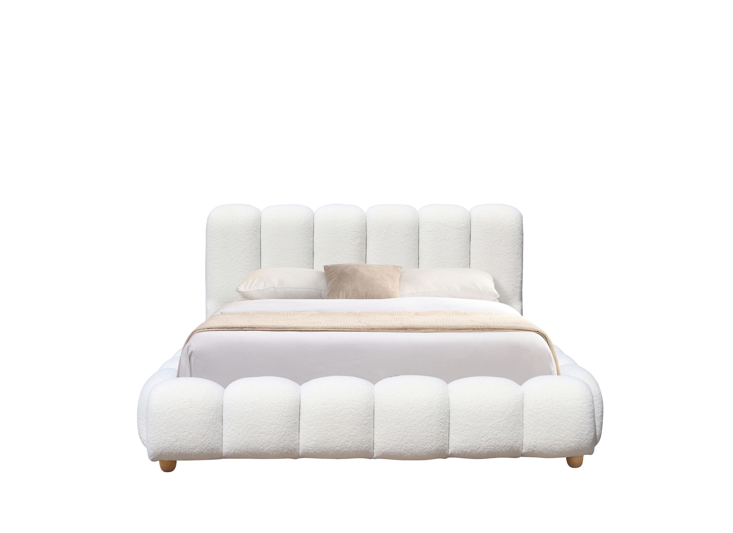 Hoofdfoto - Bed Isola 140x200cm met opbergruimte - bouclé - wit