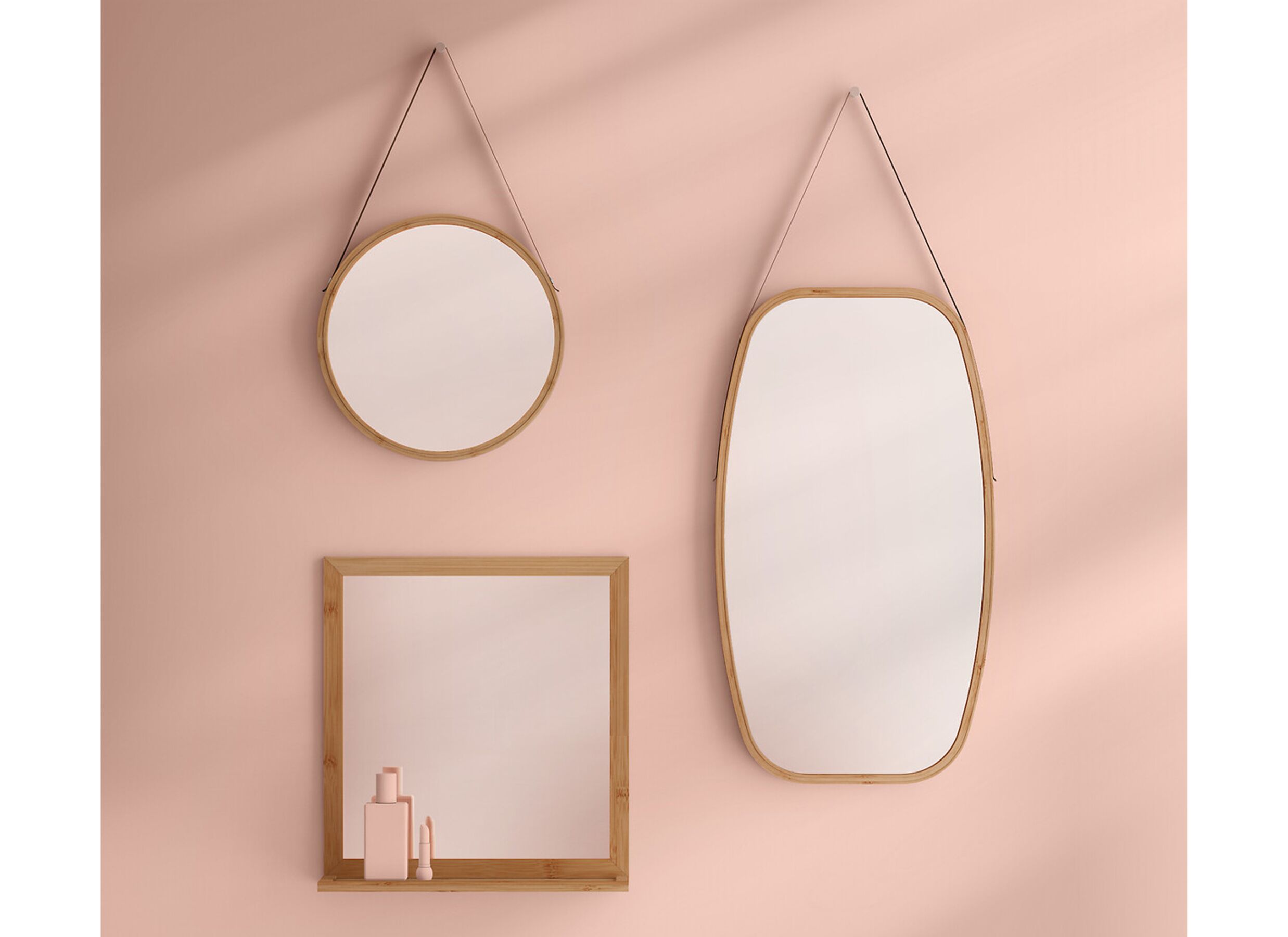 Foto ambiance - Miroir 45x77cm - bambou & verre - naturel