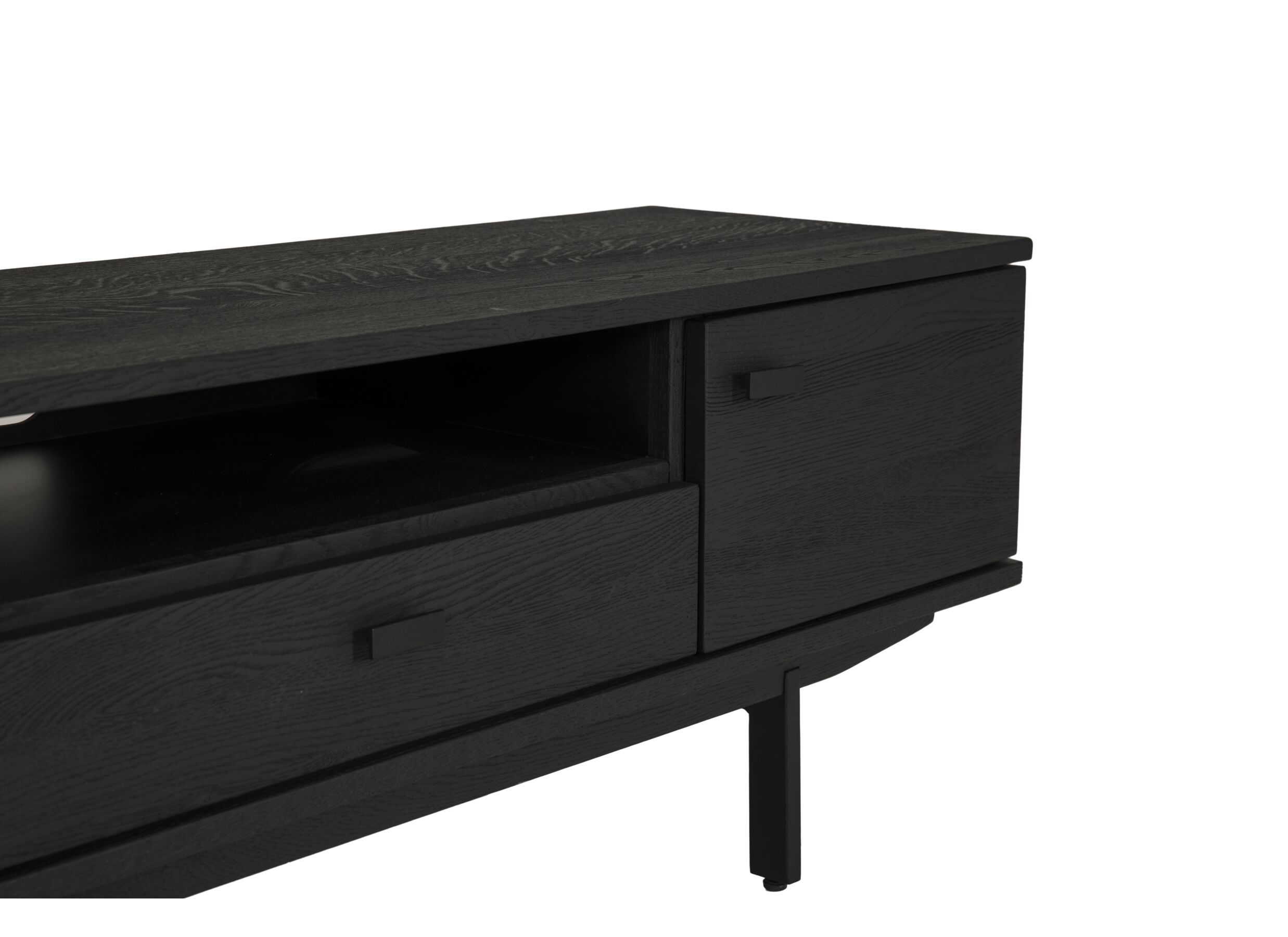 Meuble TV Mauri 160cm - chêne massif & décor - noir